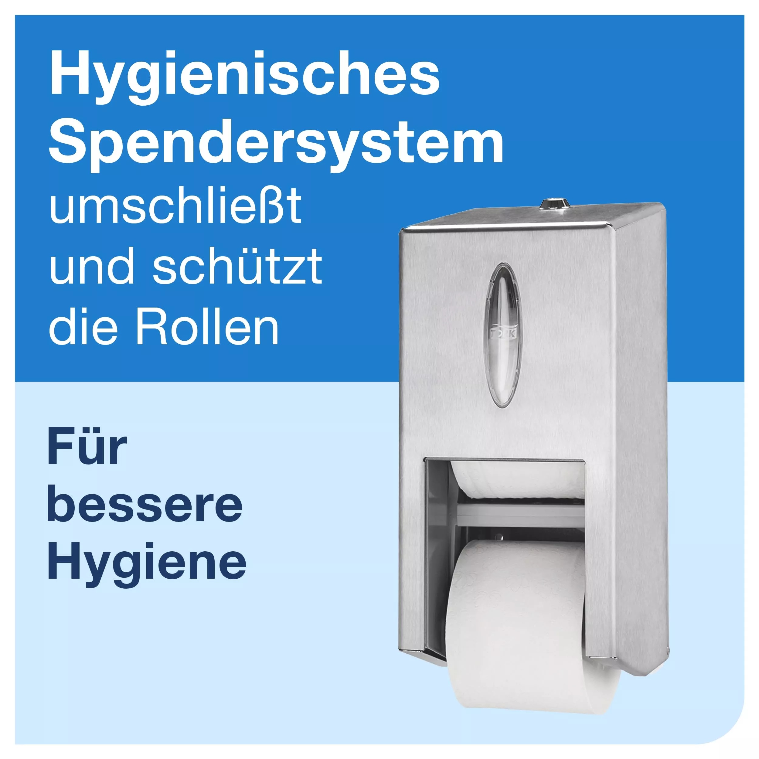 Tork OptiServe® Doppelrollenspender für Hülsenloses Toilettenpapier Edelstahl T7, vertikaler Toilettenrollenspender, 472019