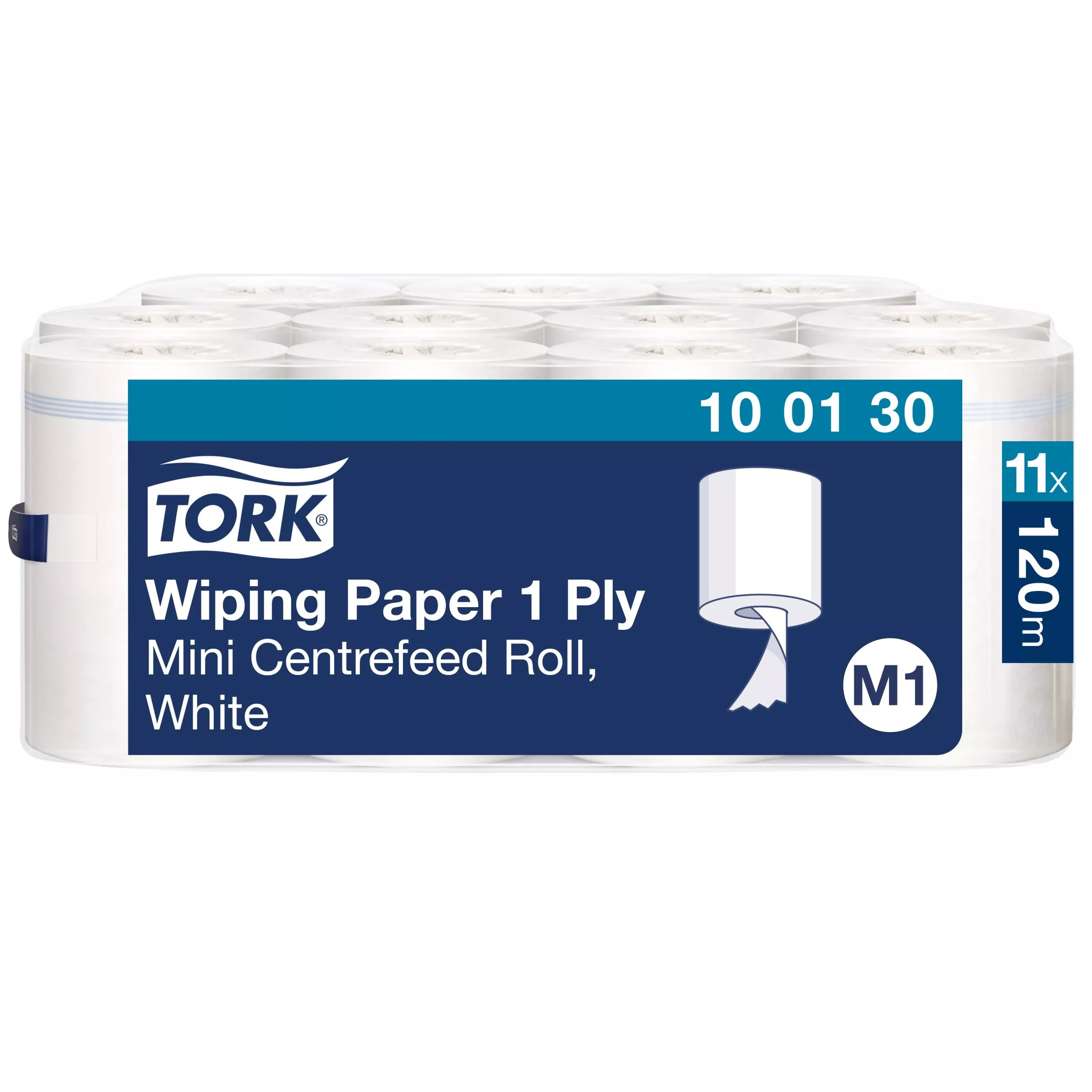 Tork Mehrzweck-Papierwischtücher Mini Innenabrollung Weiß M1, 11 Rollen, 100130