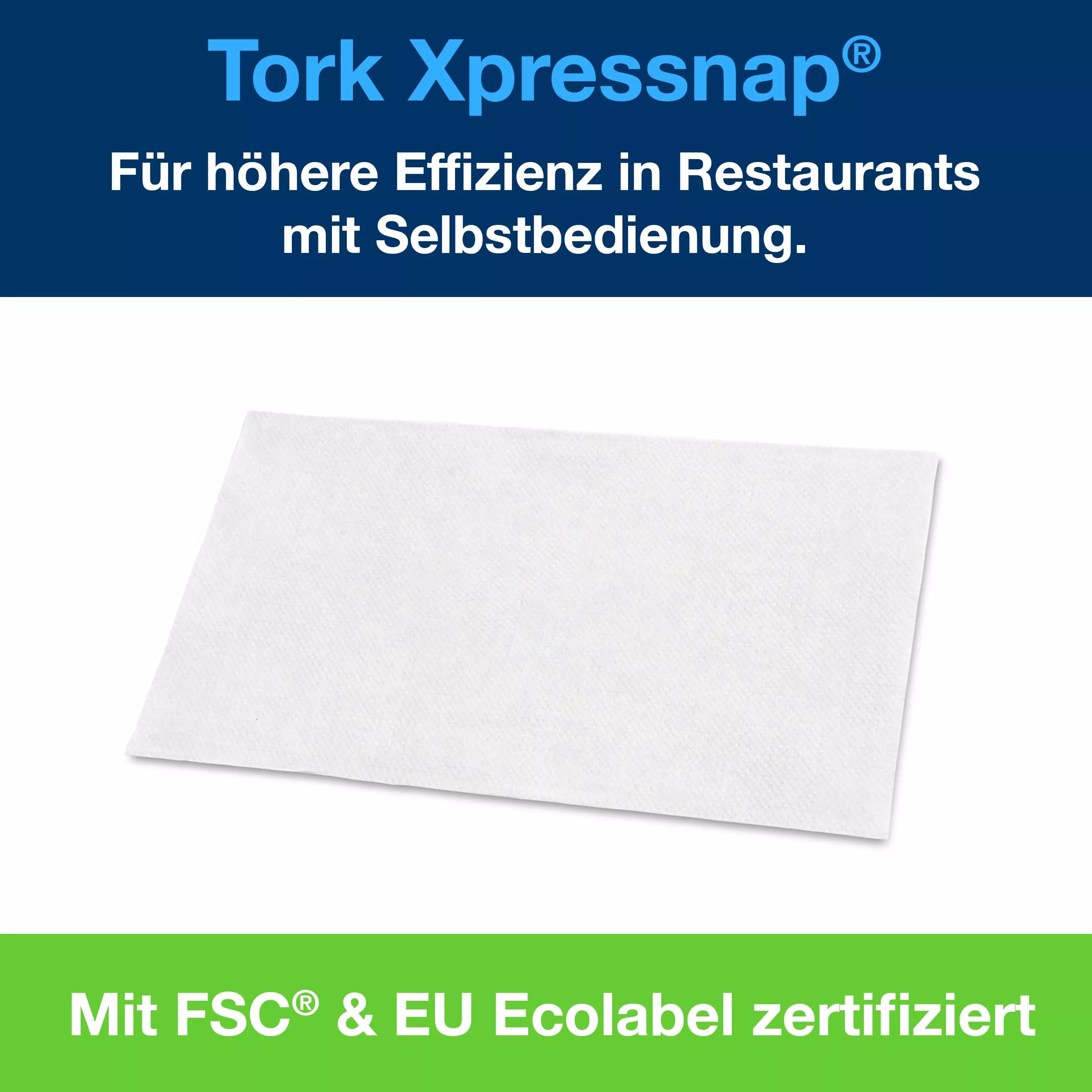 Tork Xpressnap® Weiße Spenderserviette N4, Universal, 1/4-Falz 1-lagig, 21,7 cm × 33 cm, 8 × 1125 Servietten, 10840