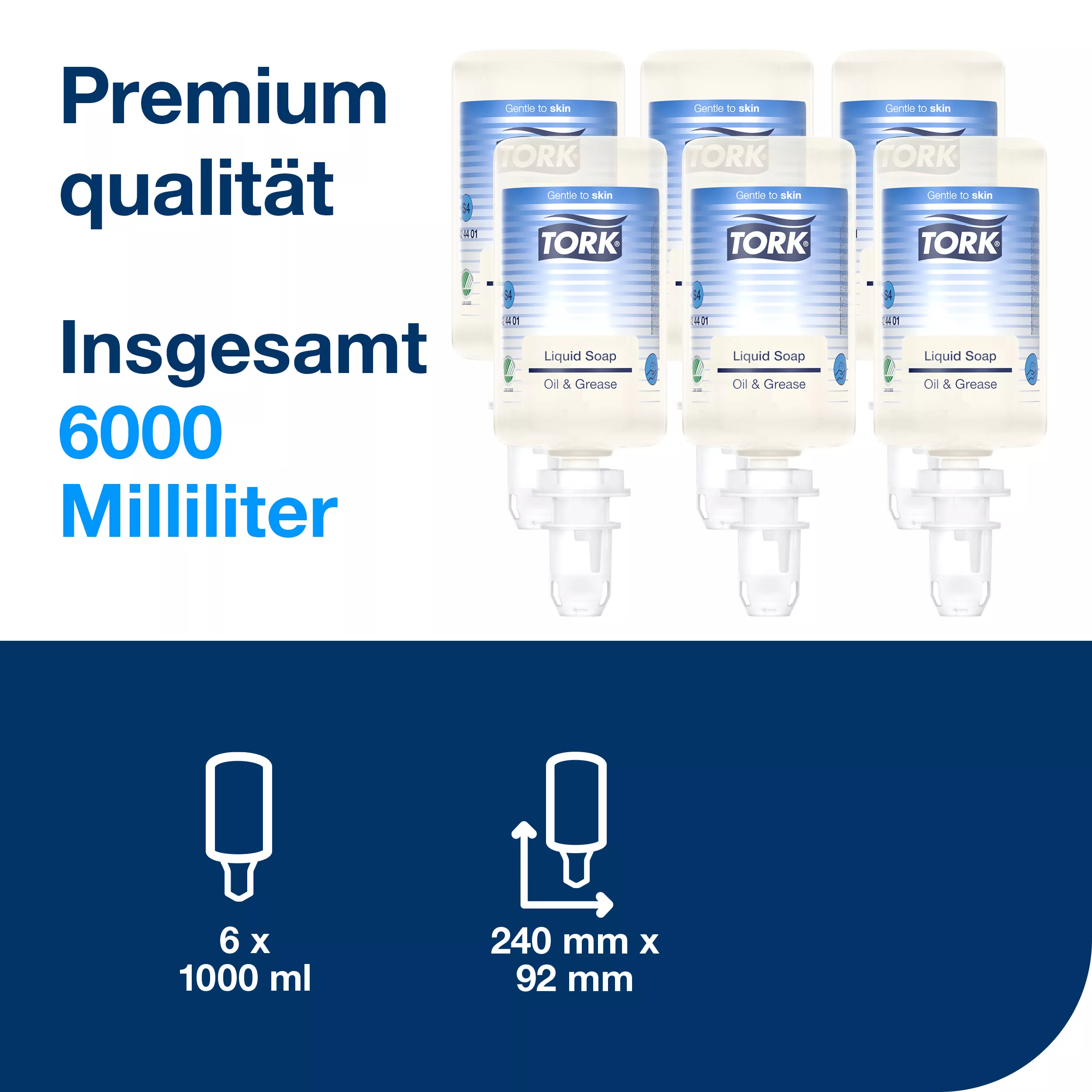 Tork fettlösende Flüssigseife S4, dermatologisch getestet, 6 × 1.000 ml, 424401