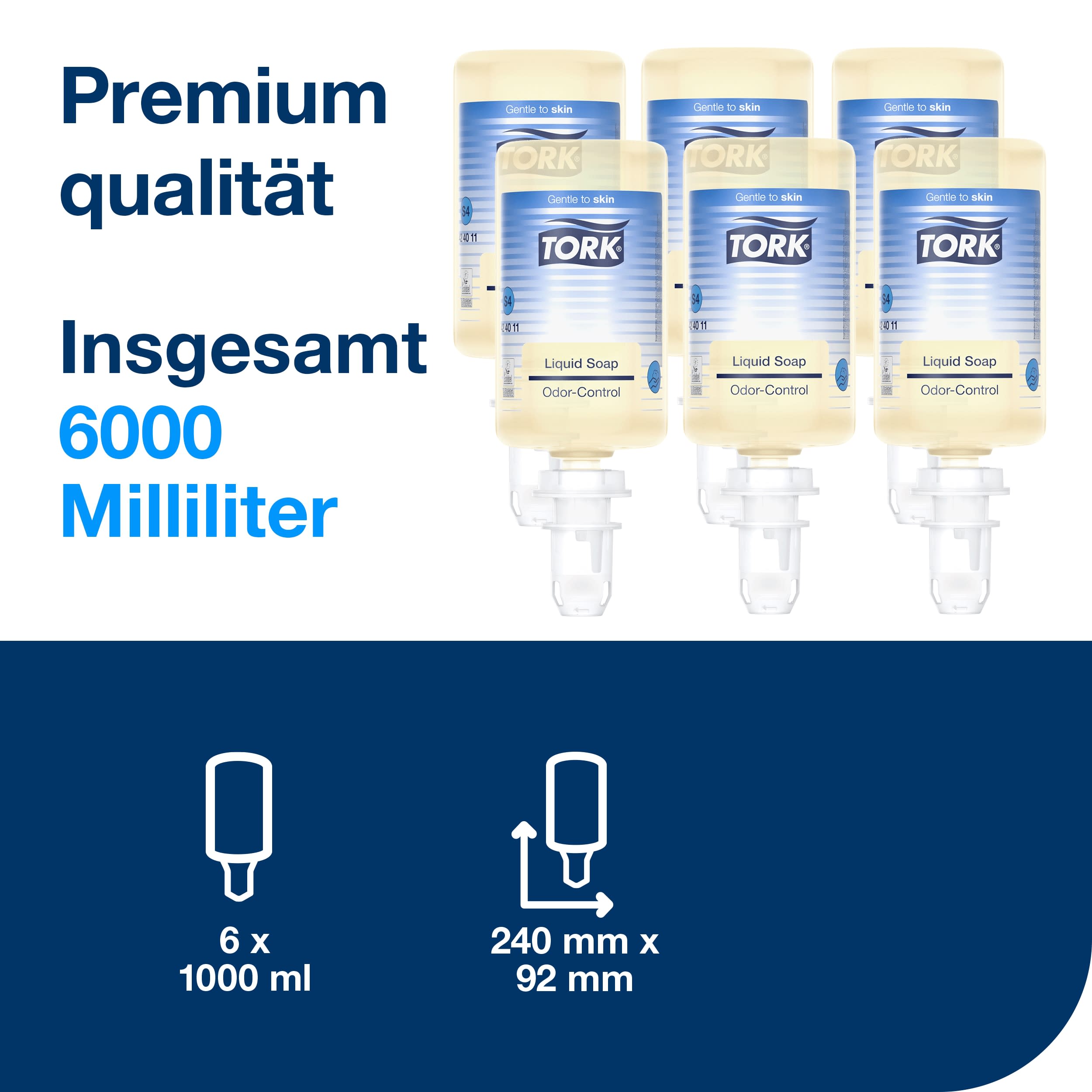 Tork geruchsregulierende Flüssigseife S4, dermatologisch getestet, 6 × 1.000 ml, 424011