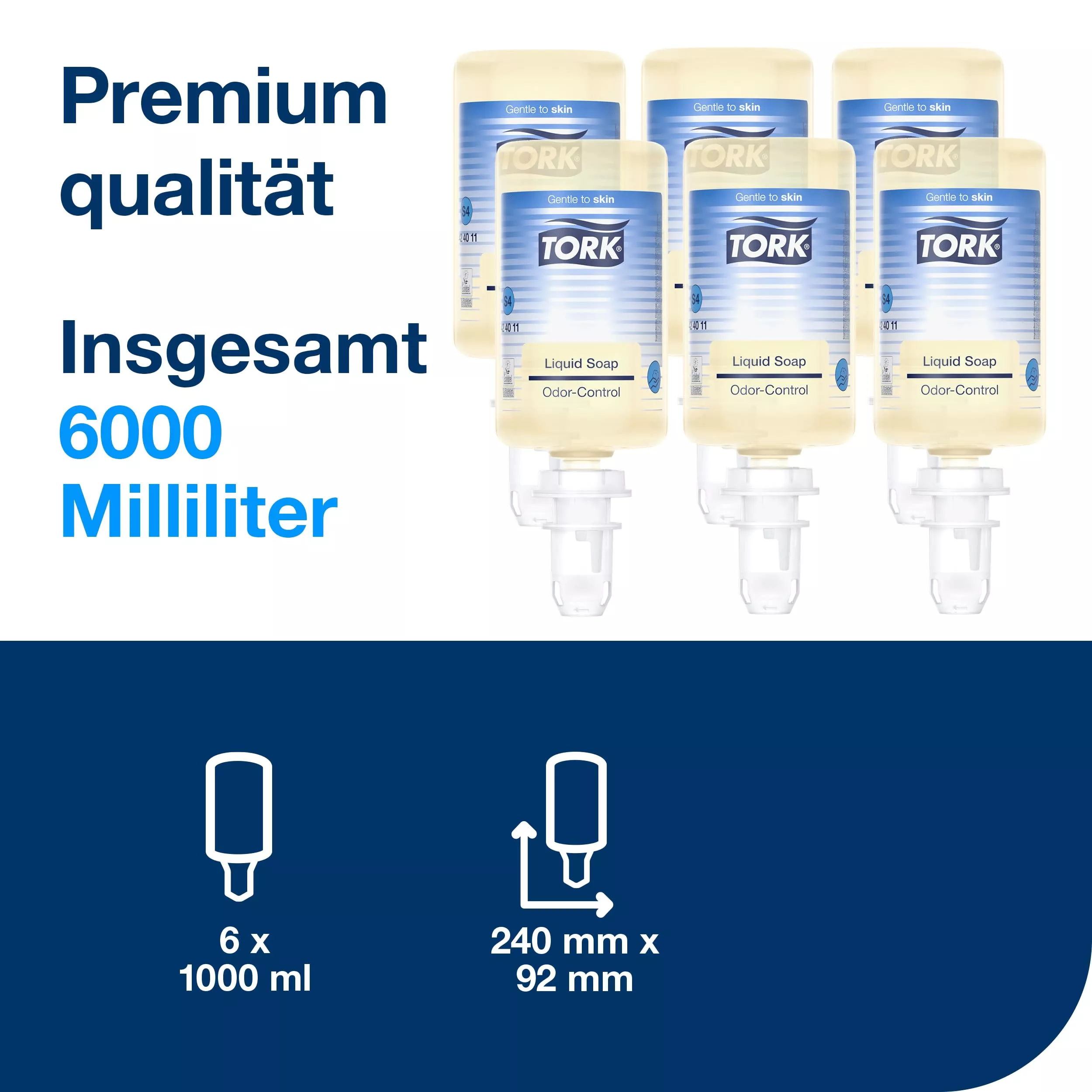 Tork geruchsregulierende Flüssigseife S4, dermatologisch getestet, 6 × 1.000 ml, 424011
