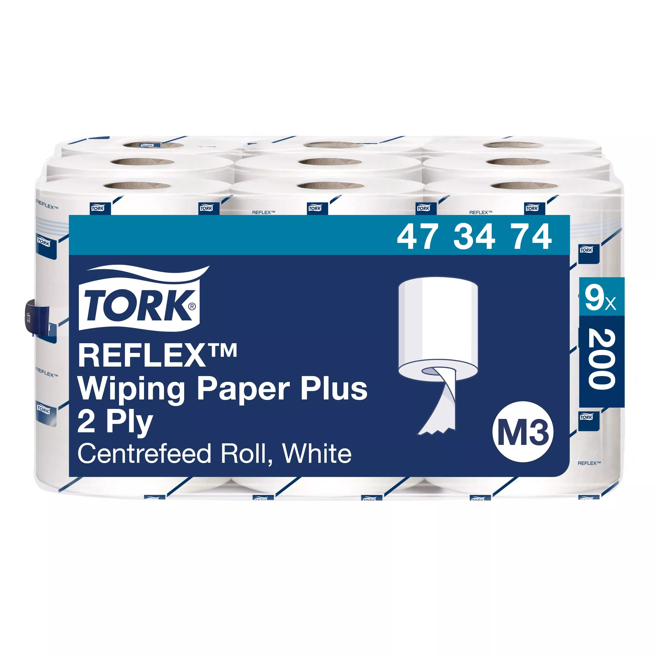 Tork Reflex™ Starke Mehrzweck-Papierwischtücher Weiß M3, 9 × 200 Blatt, 473474