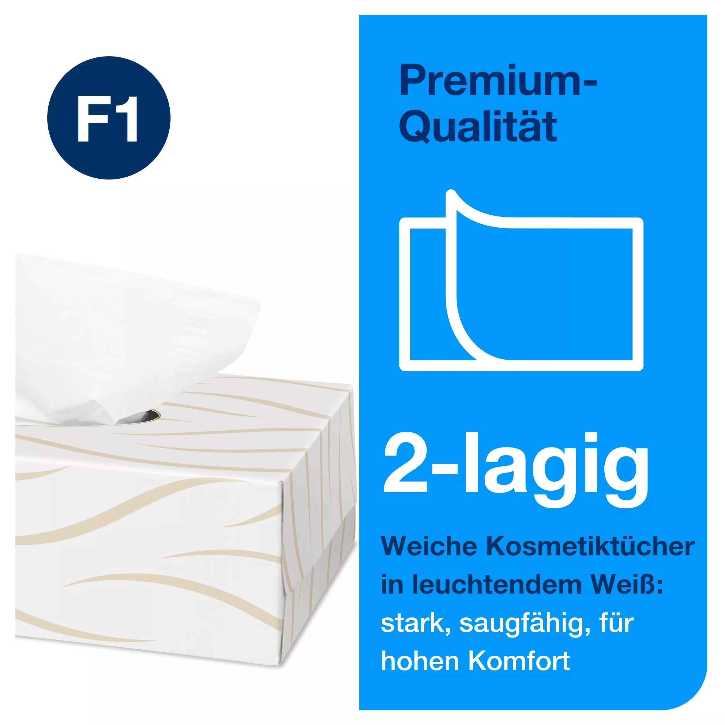 Tork weiche Kosmetiktücher Weiß F1, Premium, 2-lagig, 30 × 100 Blatt, 140280