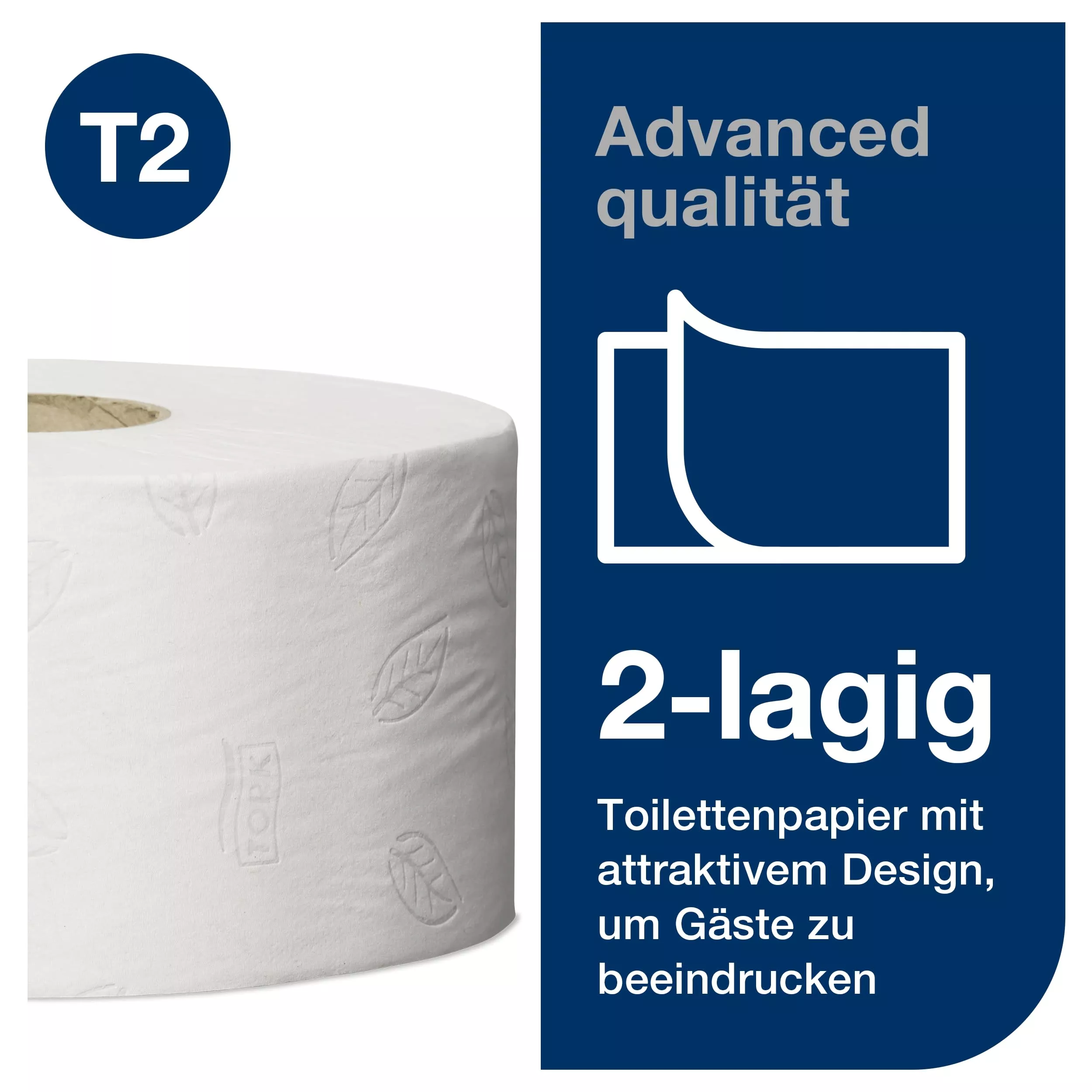 Tork Mini Jumbo Toilettenpapier Weiß T2, Advanced, 2-lagig, 12 × 170 m, 120280