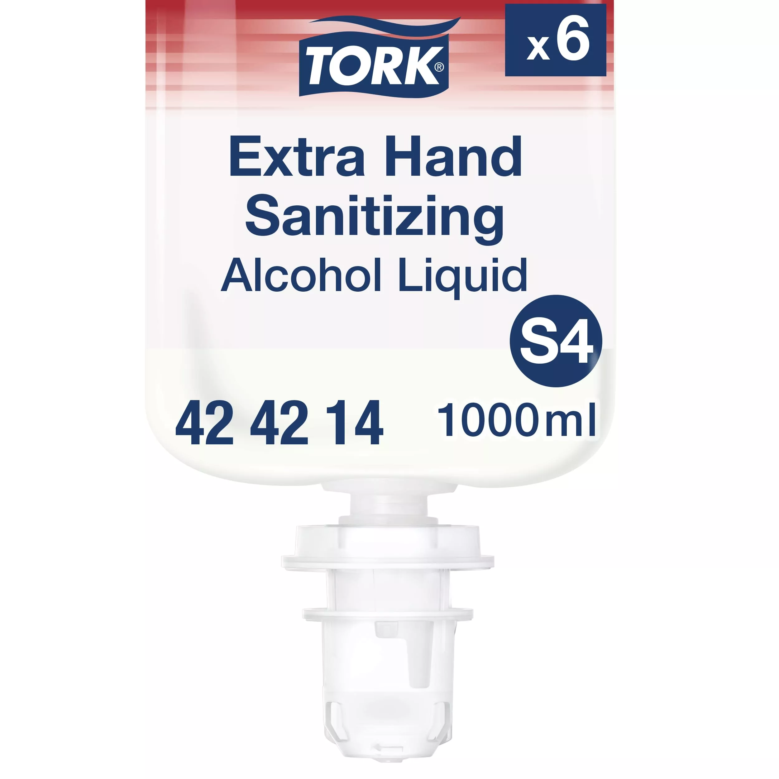 Tork Händedesinfektionsflüssigkeit mit Alkohol, schnelles und effektives Desinfektionsmittel, 6 × 1.000 ml, 424214