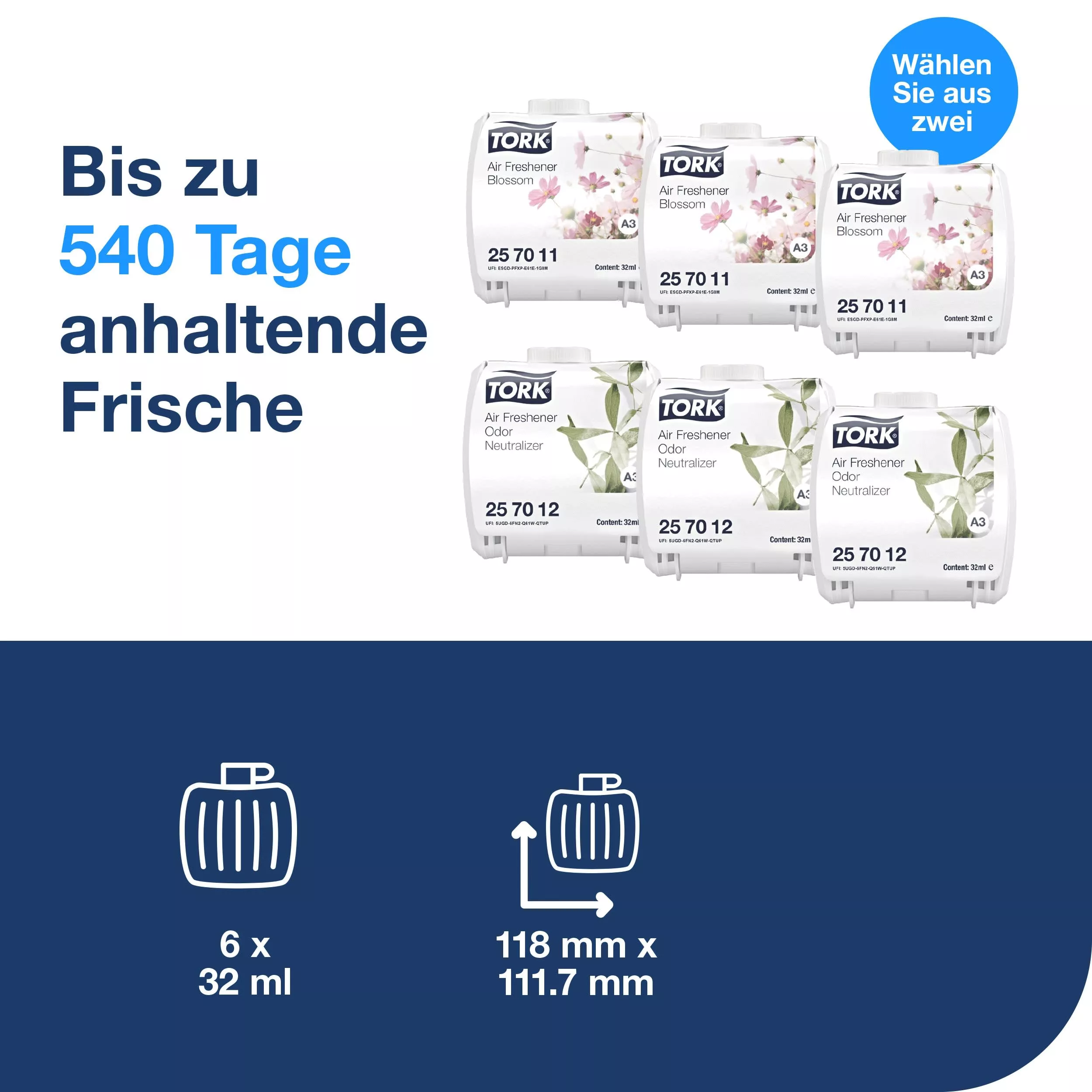 Tork kontinuierlicher Lufterfrischer im Mix Pack A3, Geruchsneutralisierer, je 3 Nachfüllflakons Frühlingsbrise und Blütentraum, 257013