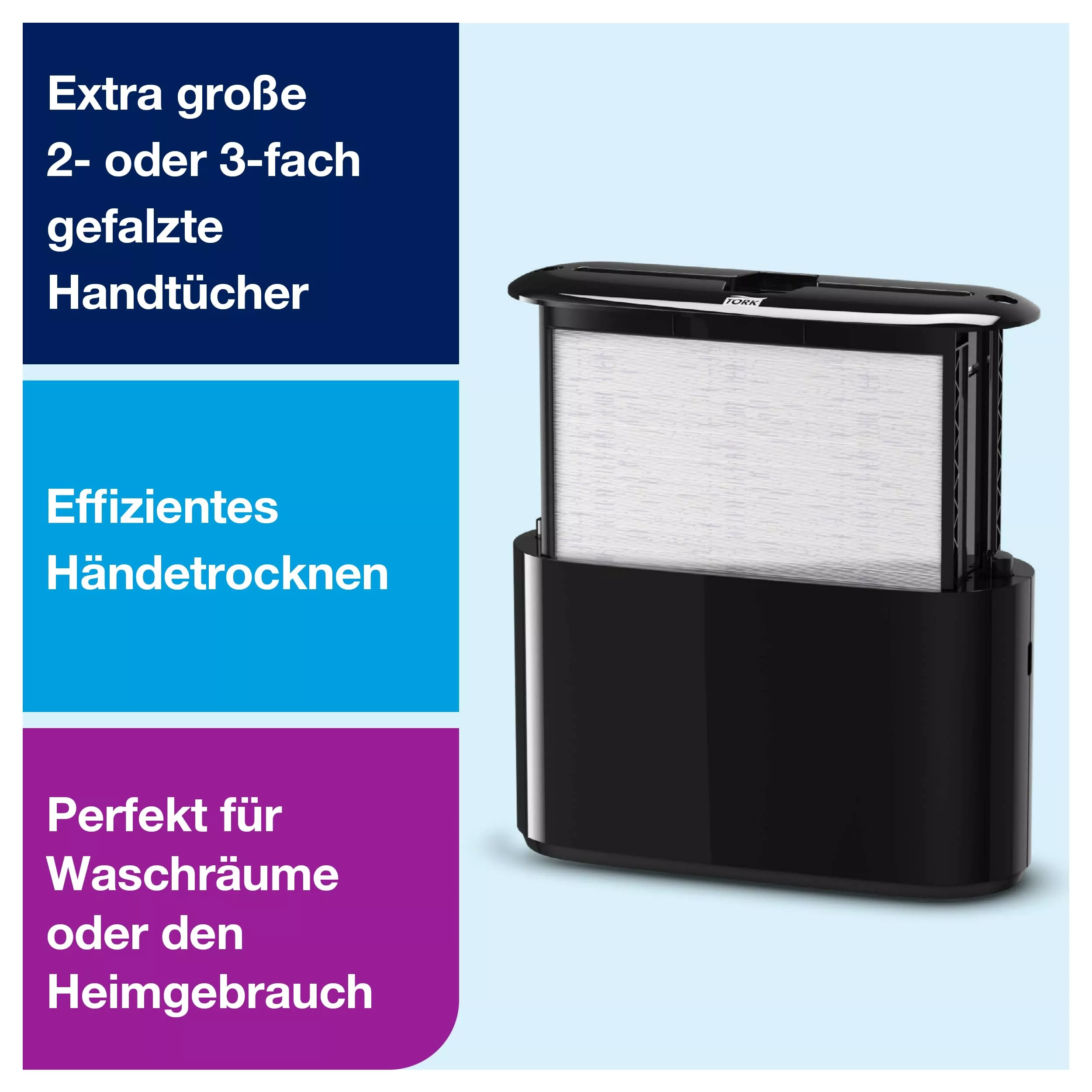 Tork Xpress® Tischspender für Multifold-Handtücher Schwarz H2, Einzeltuchentnahme, Elevation Design, 552208