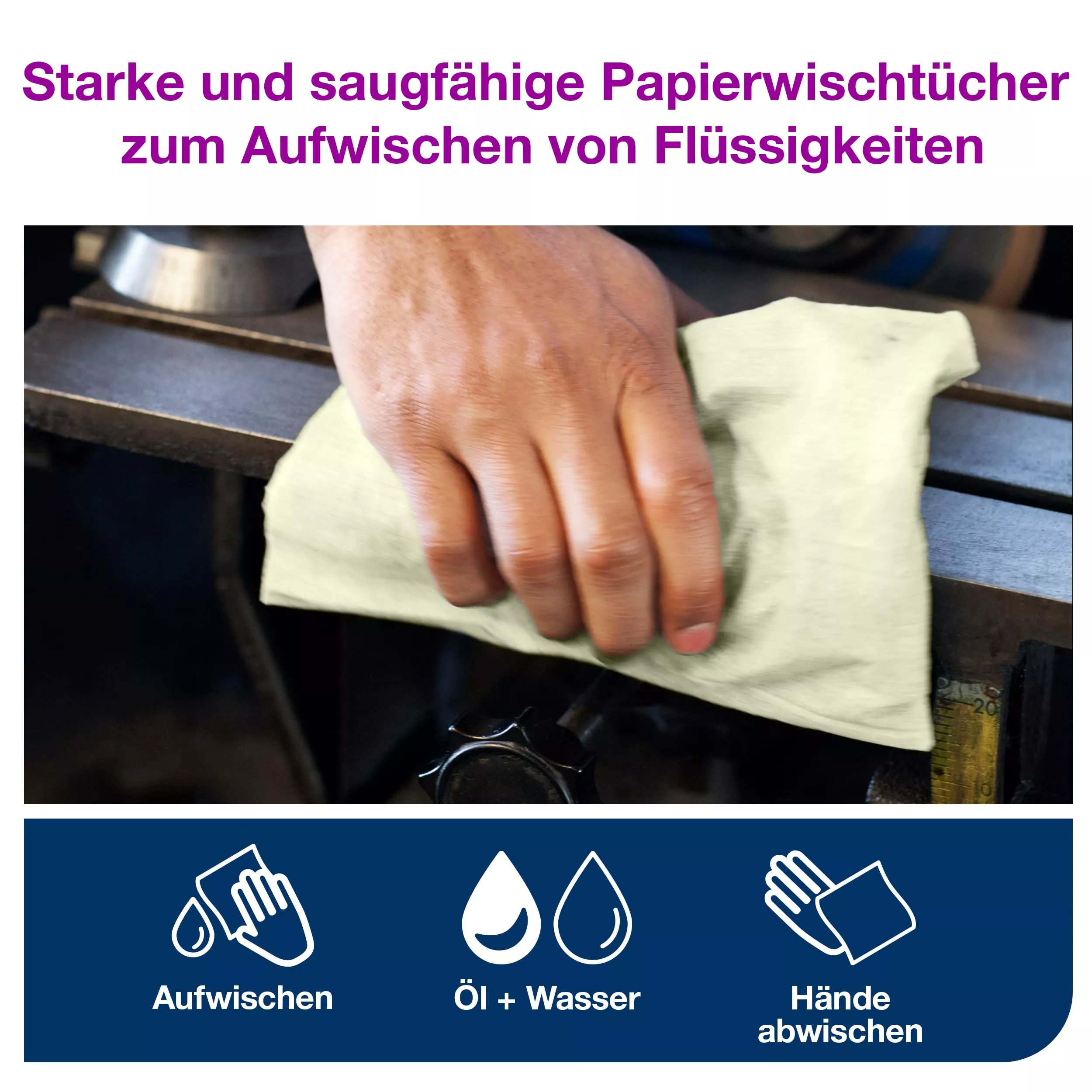Tork Industrie Papierwischtücher Grün W1, Saugfähig, 1 × 1.500 Blatt, 129243