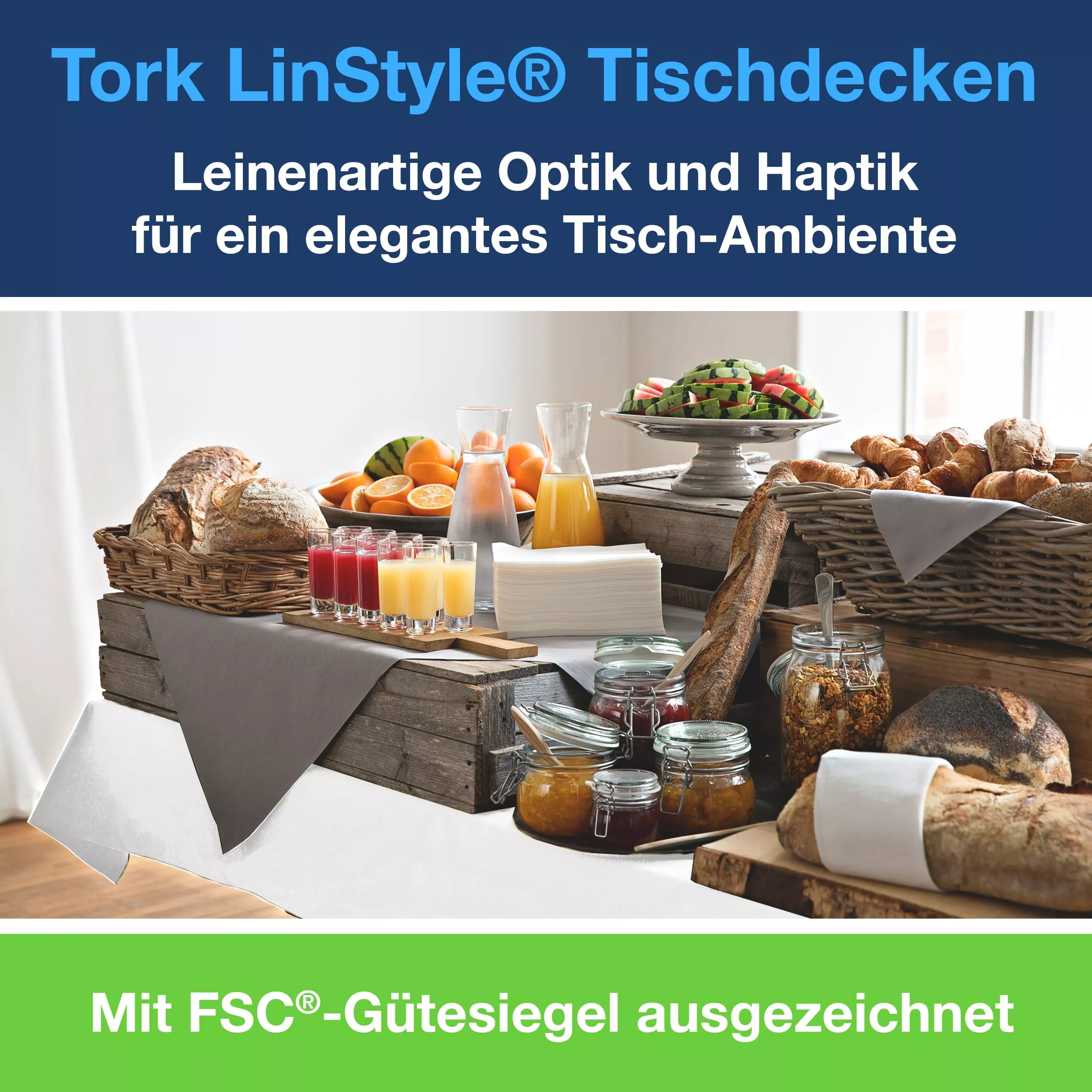 Tork LinStyle® Tischdecke gerollt Weiß, robust, 1-lagig, 20 m × 120 cm, 2 Rollen, 474581