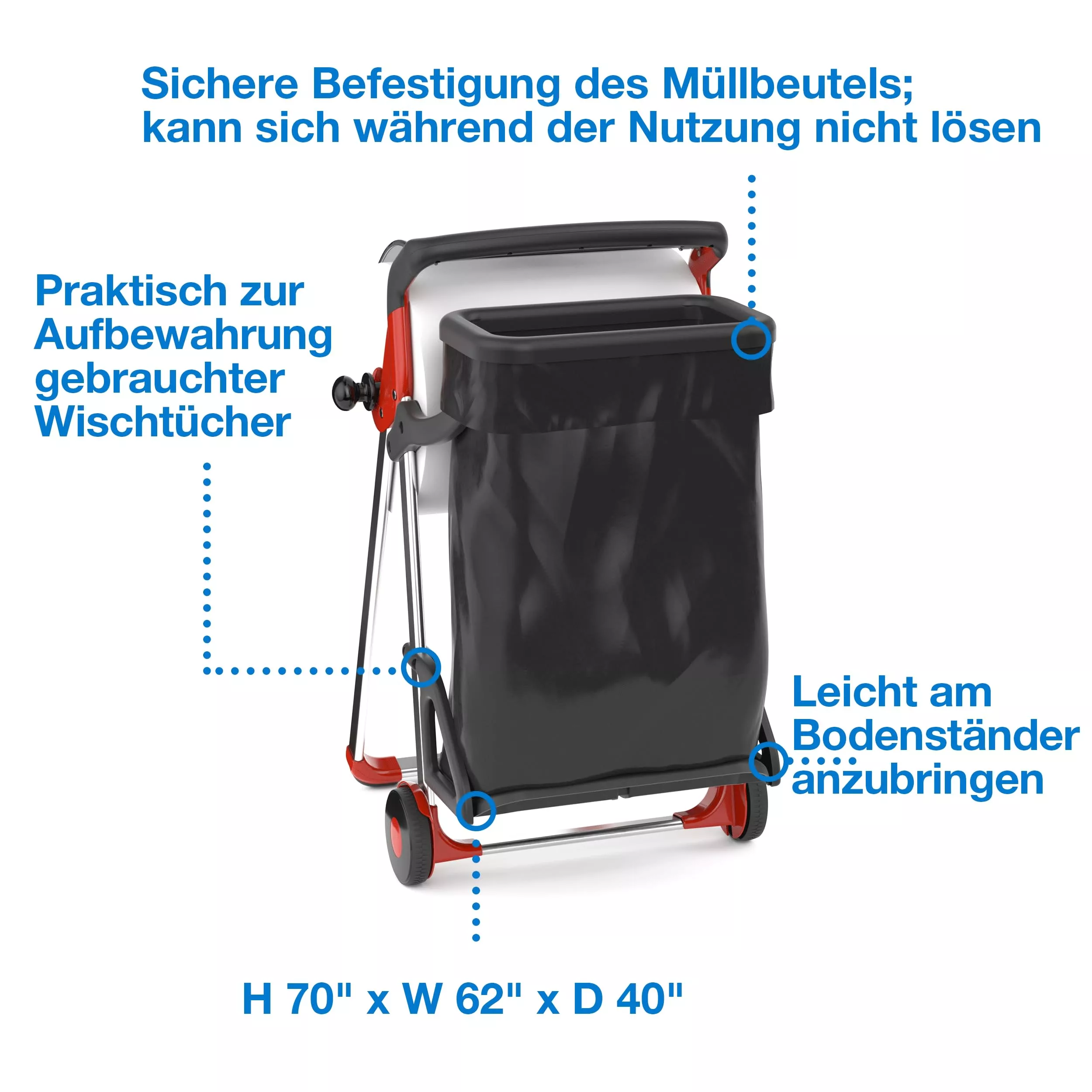 Tork Abfallsackhalterung für Bodenständer Schwarz W1, befestigt Müllbeutel am Bodenständer, 206550