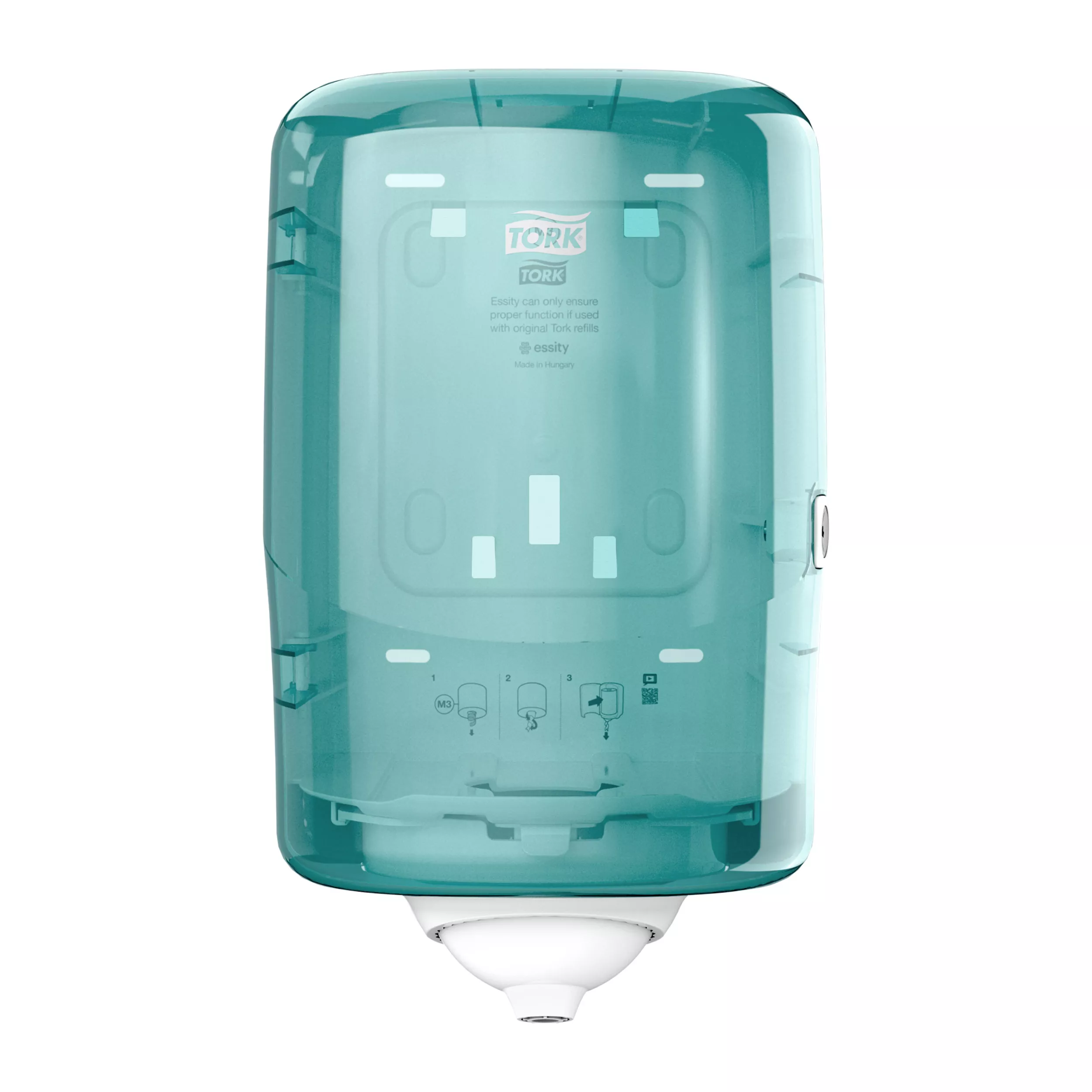 Tork Reflex™ Mini-Innenabrollungsspender Weiß und Türkis M3, Einzelblattentnahme, Performance Linie, 473167