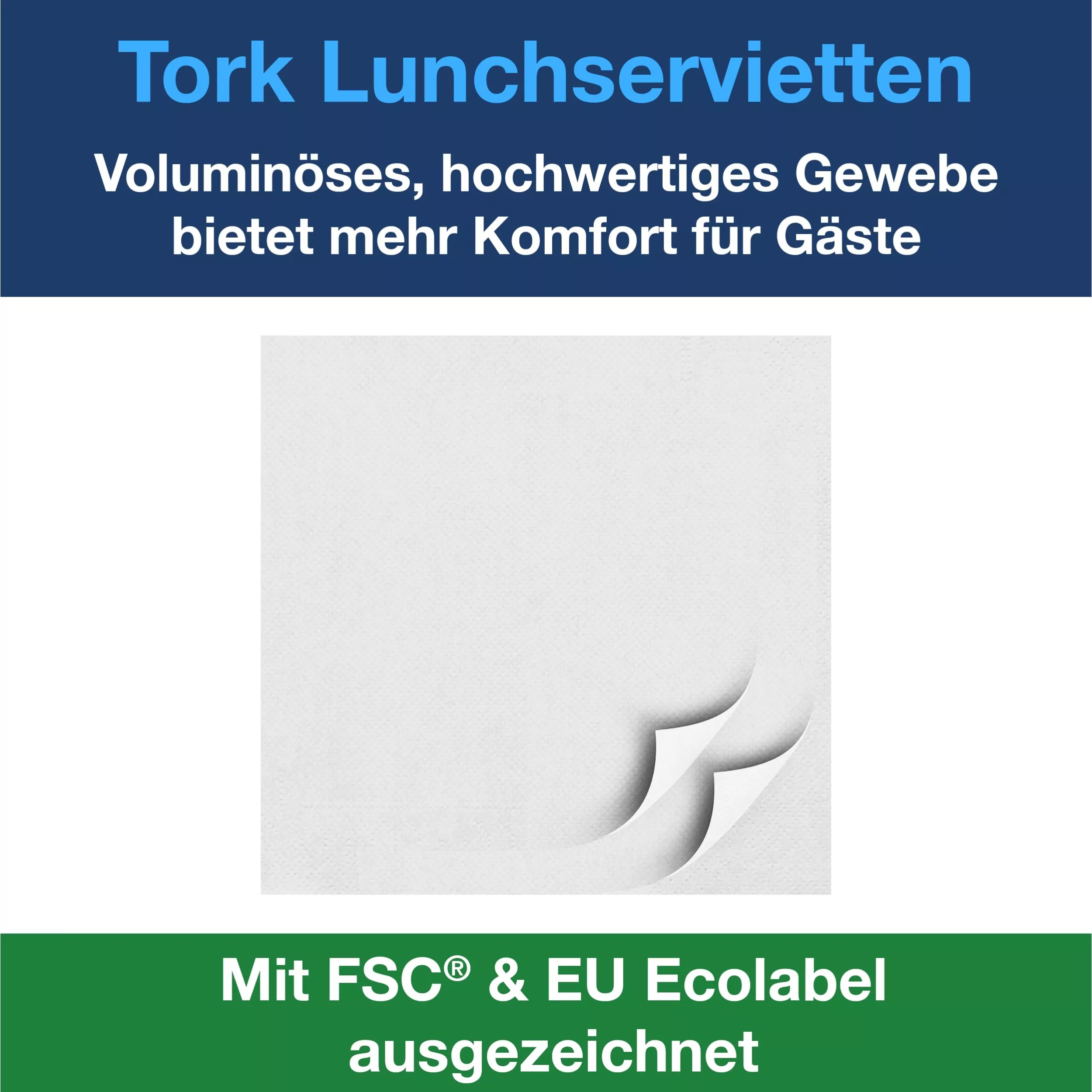 Tork Soft Lunchservietten Weiß, 1/4-Falz, 3-lagig, 33 cm × 33 cm, 10 × 150 Servietten, 477414