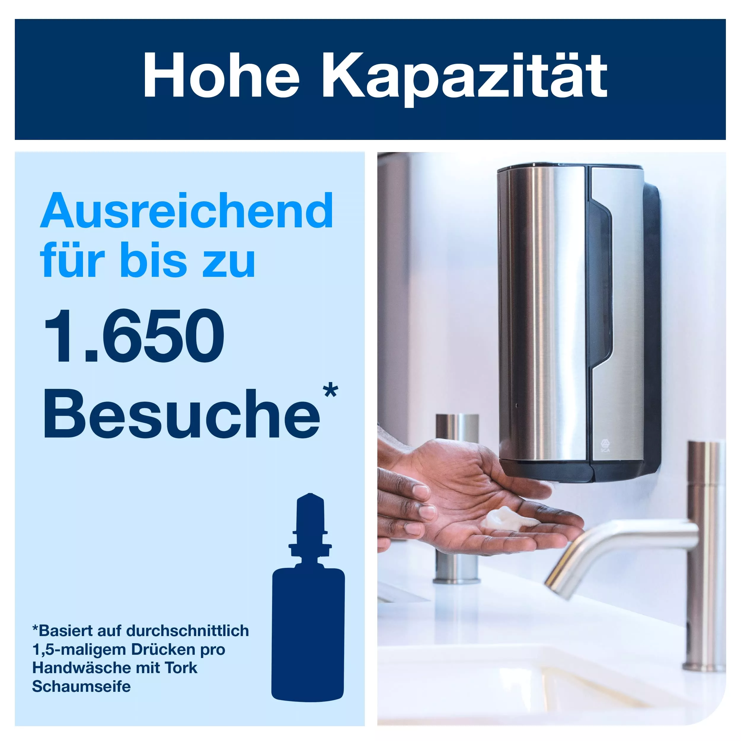 Tork Spender für Seife und Hautpflegeprodukte mit Intuition™ Sensor Edelstahl S4, berührungslose Ausgabe, Image Design, 460009