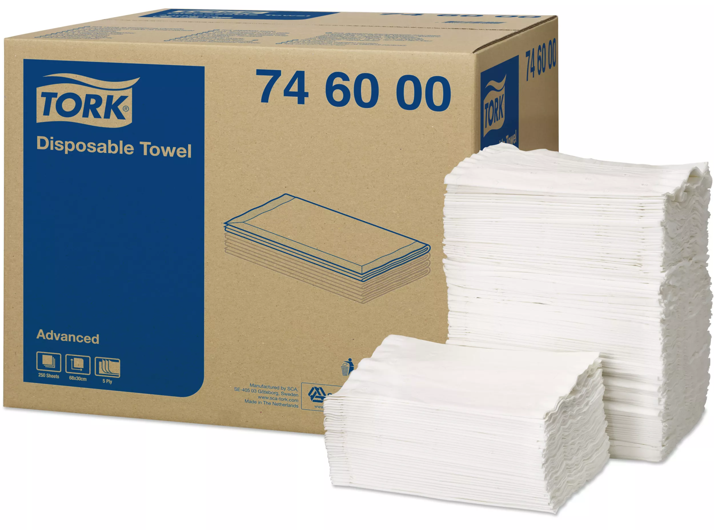 Tork Schutztücher Weiß, saugfähig, 5-lagig, 250 Tücher, 746000