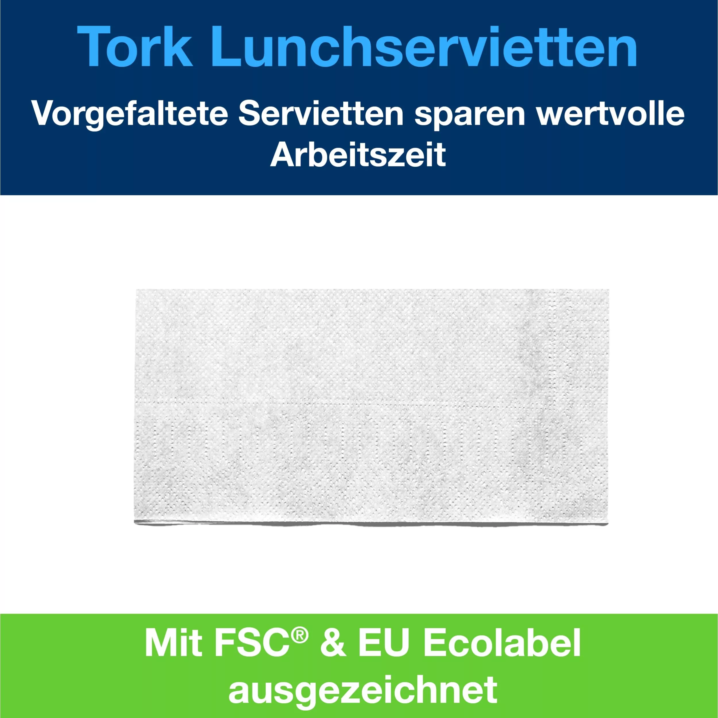 Tork Text Lunchserviette, 1/8-Falz, 2-lagig, 33 cm × 33 cm, 10 × 200 Servietten, 477304