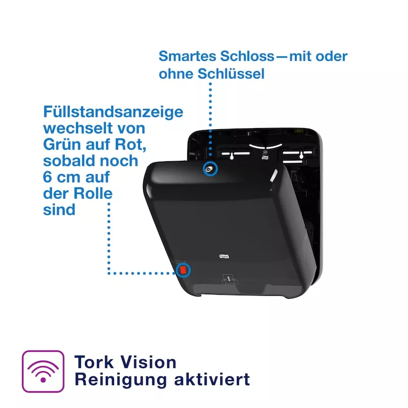 Tork Matic® Spender für Rollenhandtücher Schwarz H1, Einzeltuchentnahme, Elevation Design, 551008