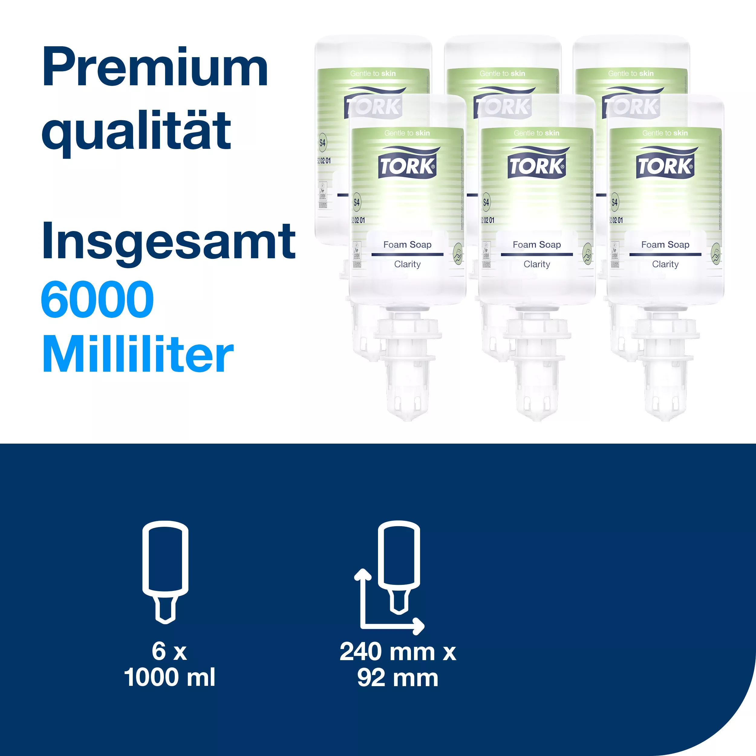 Tork reine Schaumseife, nachhaltige Formel, 6 × 1.000 ml, 520201