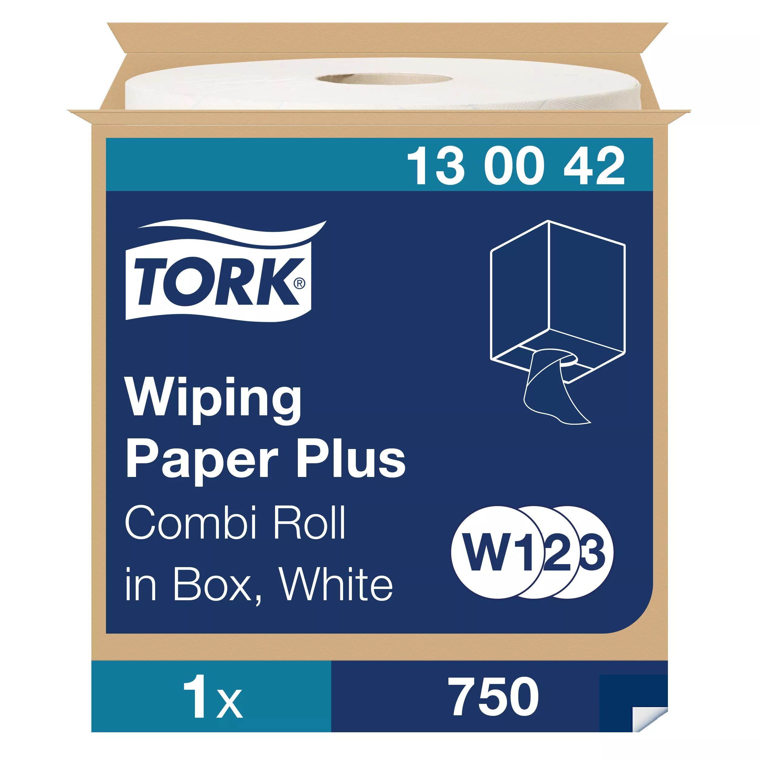 Tork Starke Mehrzweck-Papierwischtücher Weiß W1/2/3, 1 × 750 m Rolle, 130042