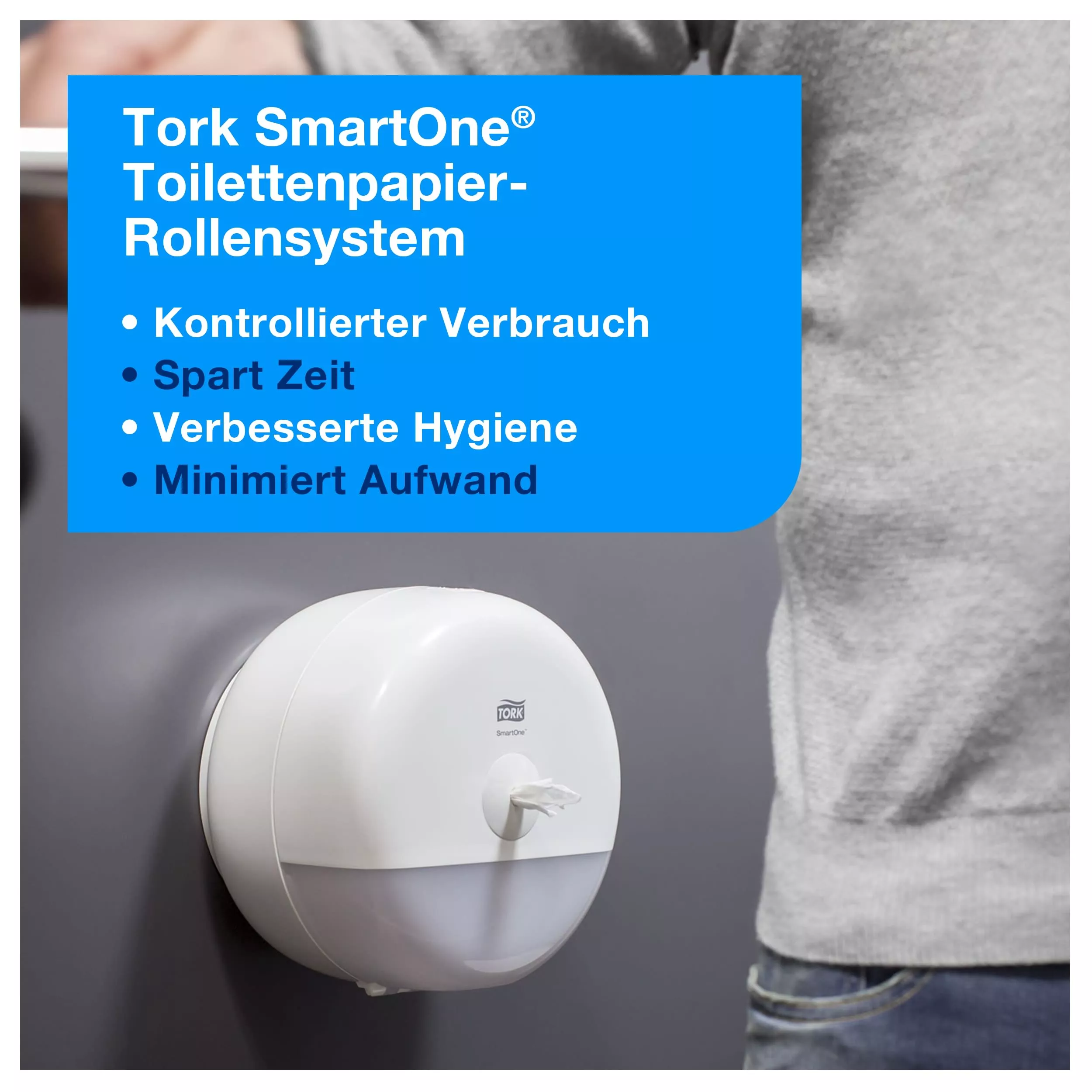 Tork SmartOne® Mini Spender für Toilettenpapier Weiß T9, Elevation Linie, 681000