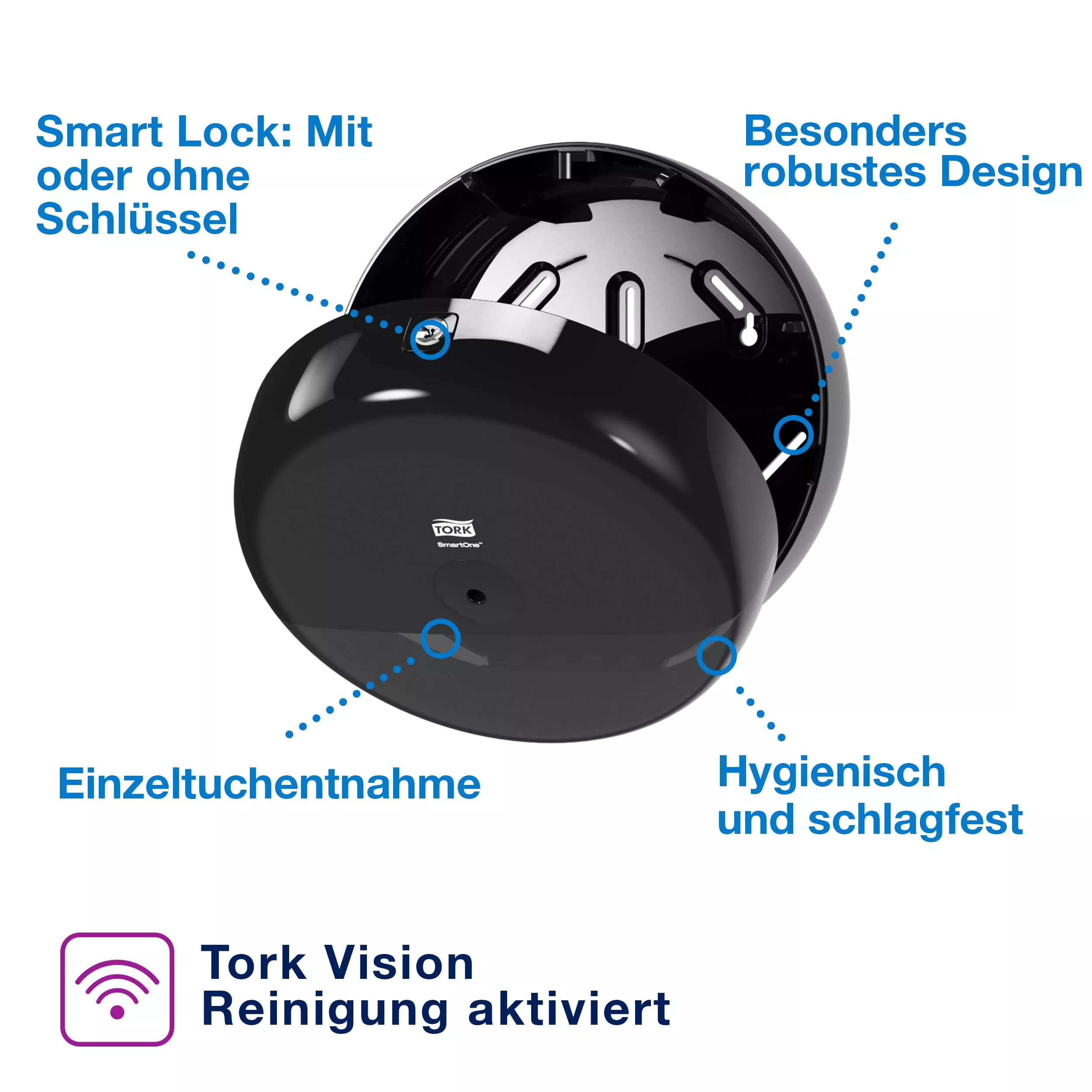 Tork SmartOne® Mini Spender für Toilettenpapier mit hoher Kapazität Schwarz T9, Elevation Design, 681008
