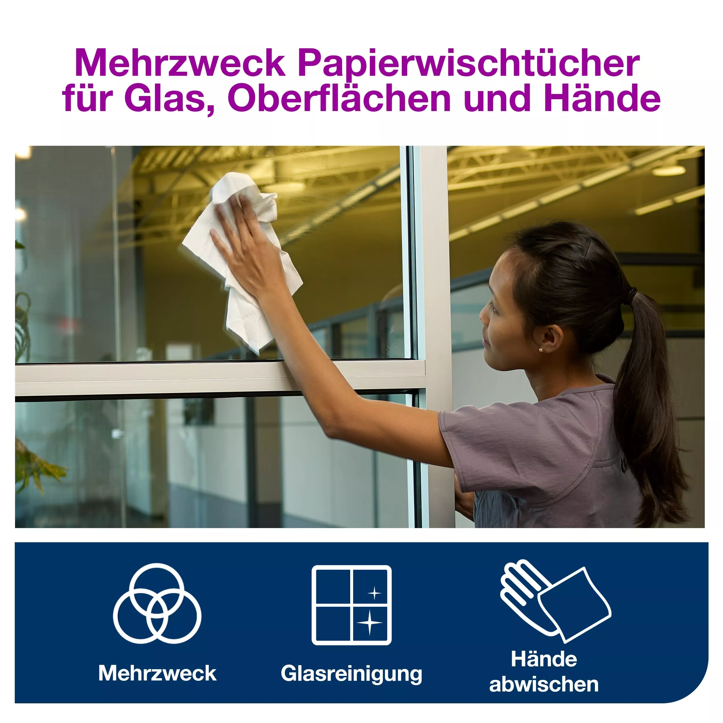 Tork Mehrzweck Papierwischtücher Weiß W1, Hohe Kapazität, 1 × 1.000 m Rolle, 130100