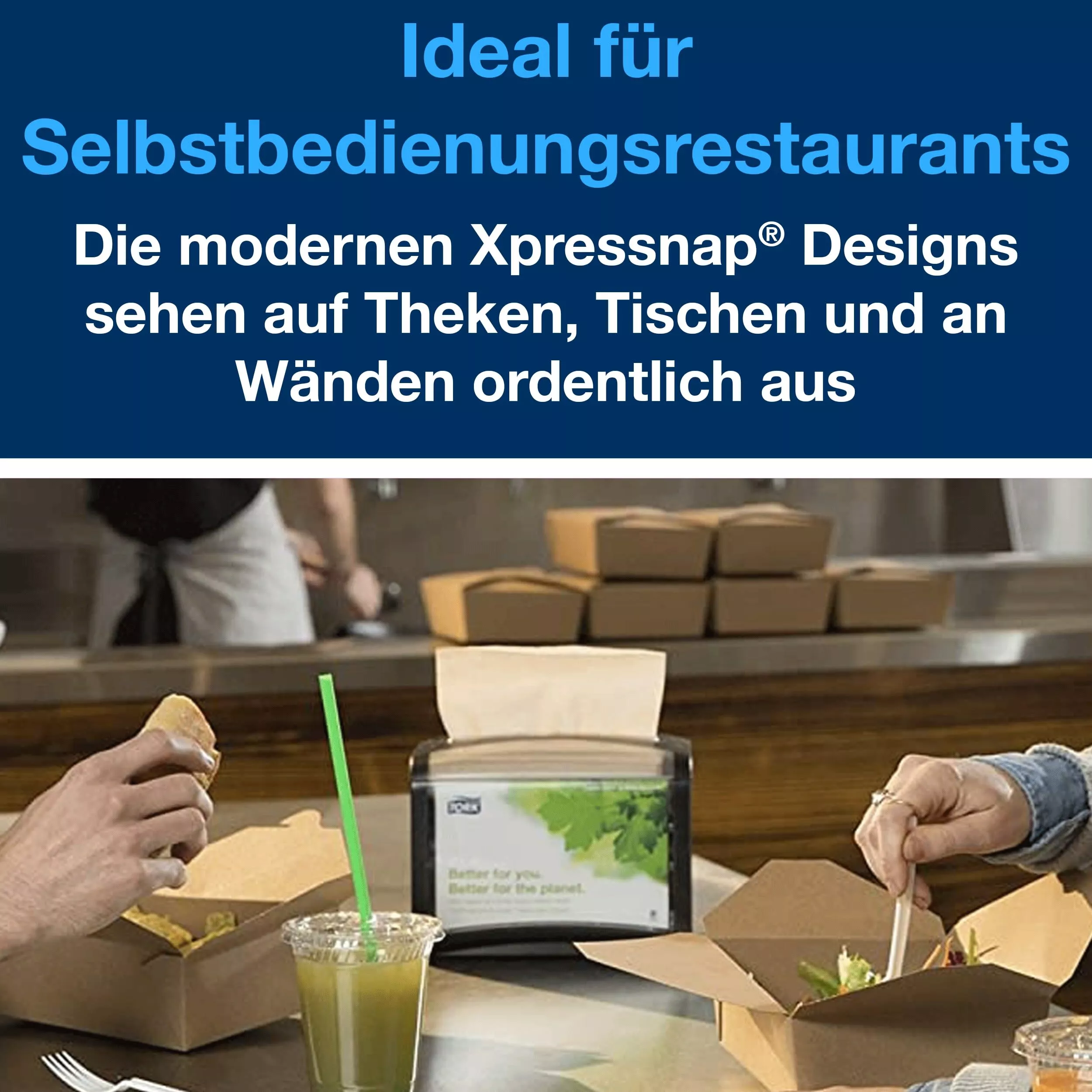 Tork Xpressnap® Spenderserviette Natur N4, Advanced, 1/4-Falz, 1-lagig, 21 cm × 33 cm, 8 x 1125 Servietten, 12840