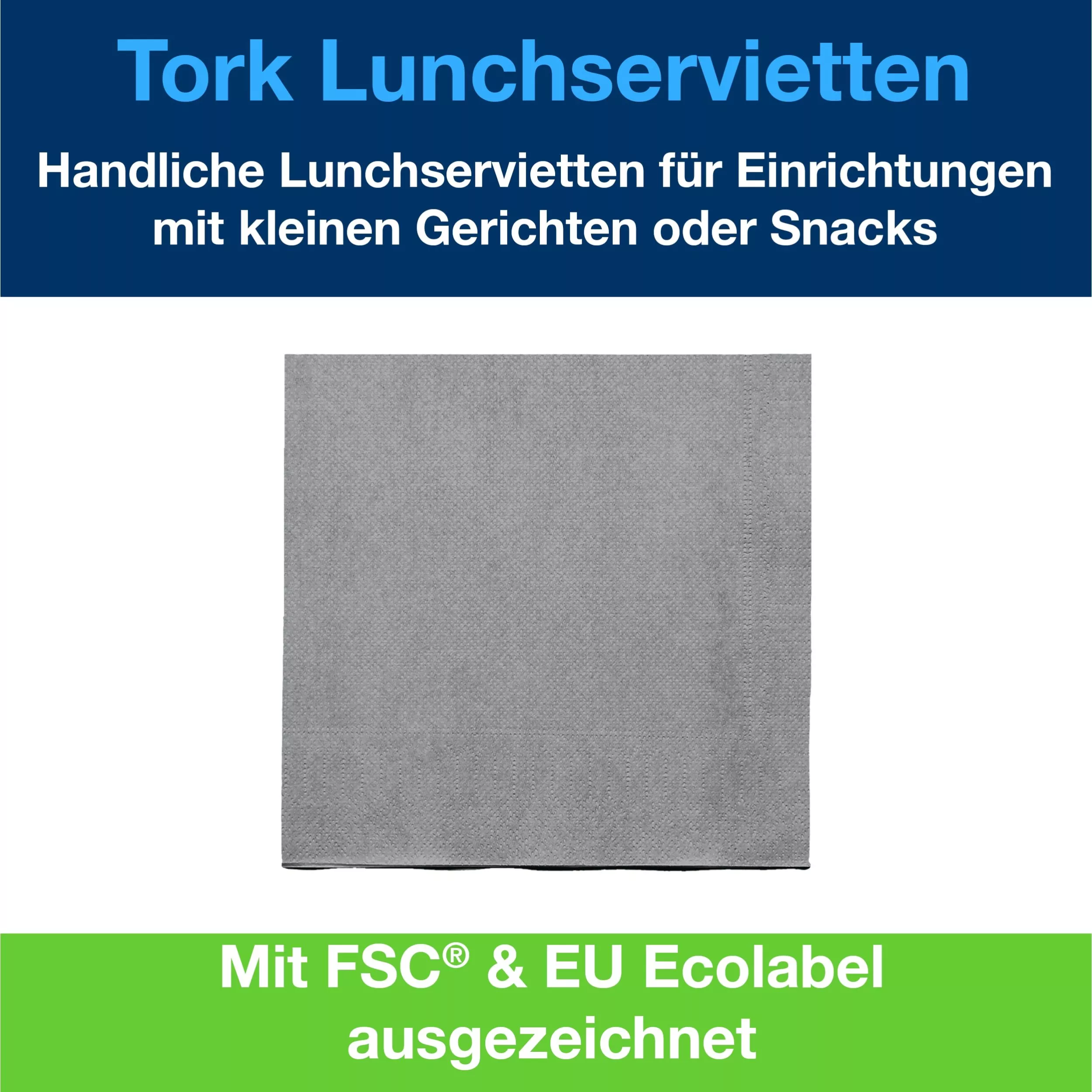 Tork Soft Lunchserviette Grau, 1/4-Falz, 2-lagig, 33 cm × 33 cm, 10 × 200 Servietten, 477205