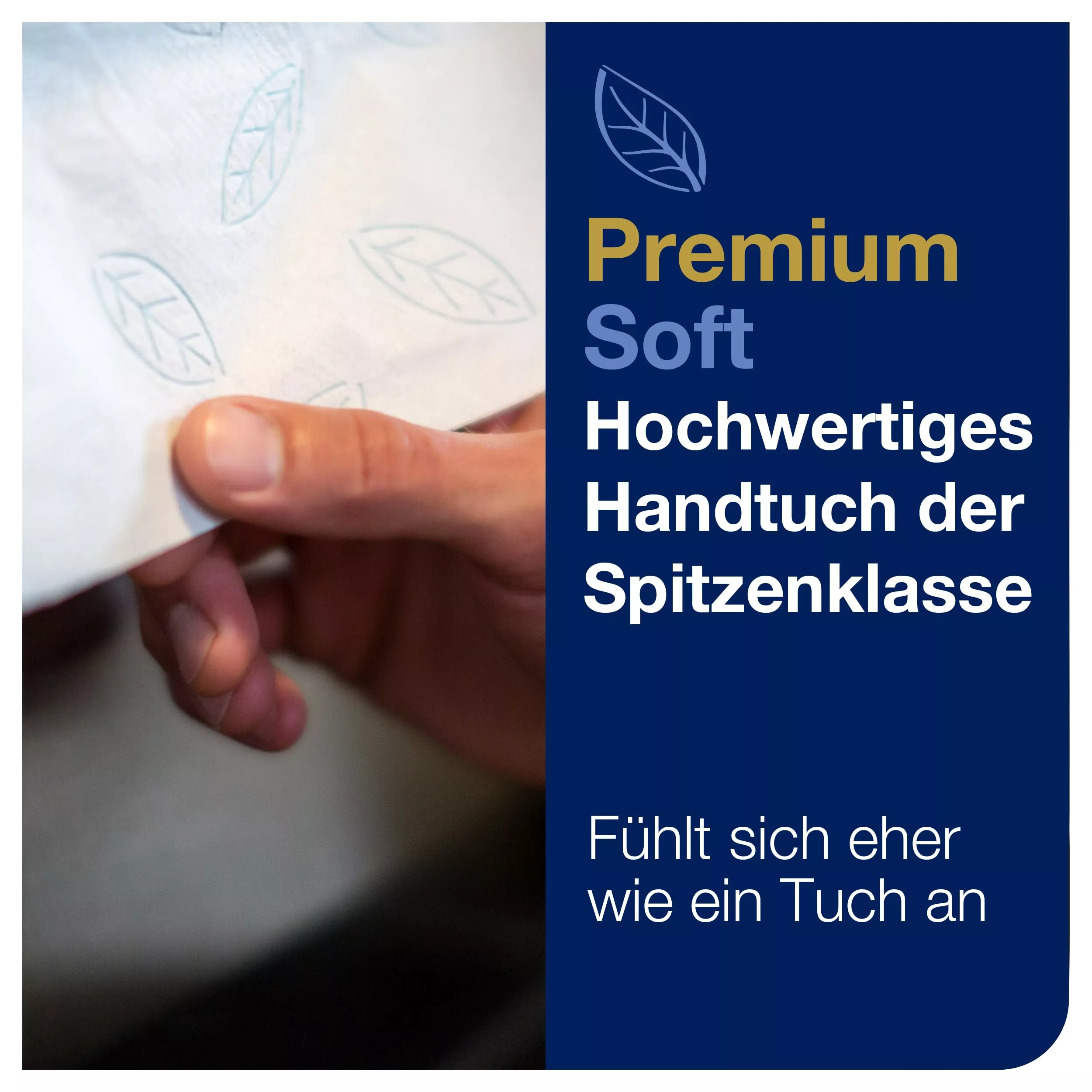 Tork Matic® Soft Papierhandtücher Weiß mit blauem Blätterdesign H1, Premium, hohe Saugfähigkeit, 6 Rollen mit je 100 m, 290016