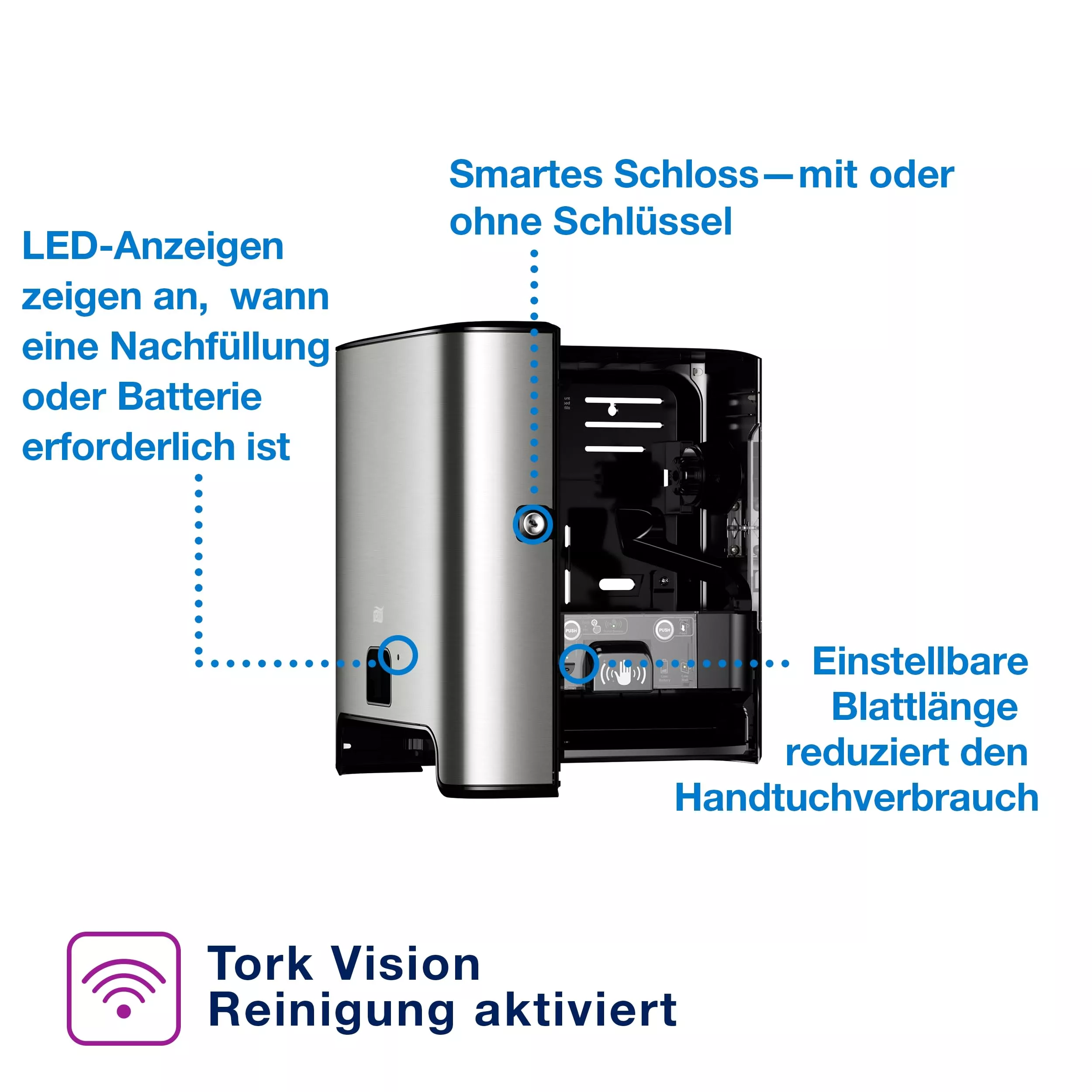 Tork Matic® Sensorspender für Papierhandtuchrollen rostfreier Edelstahl H1, Einzeltuchentnahme, Image Design, 460001