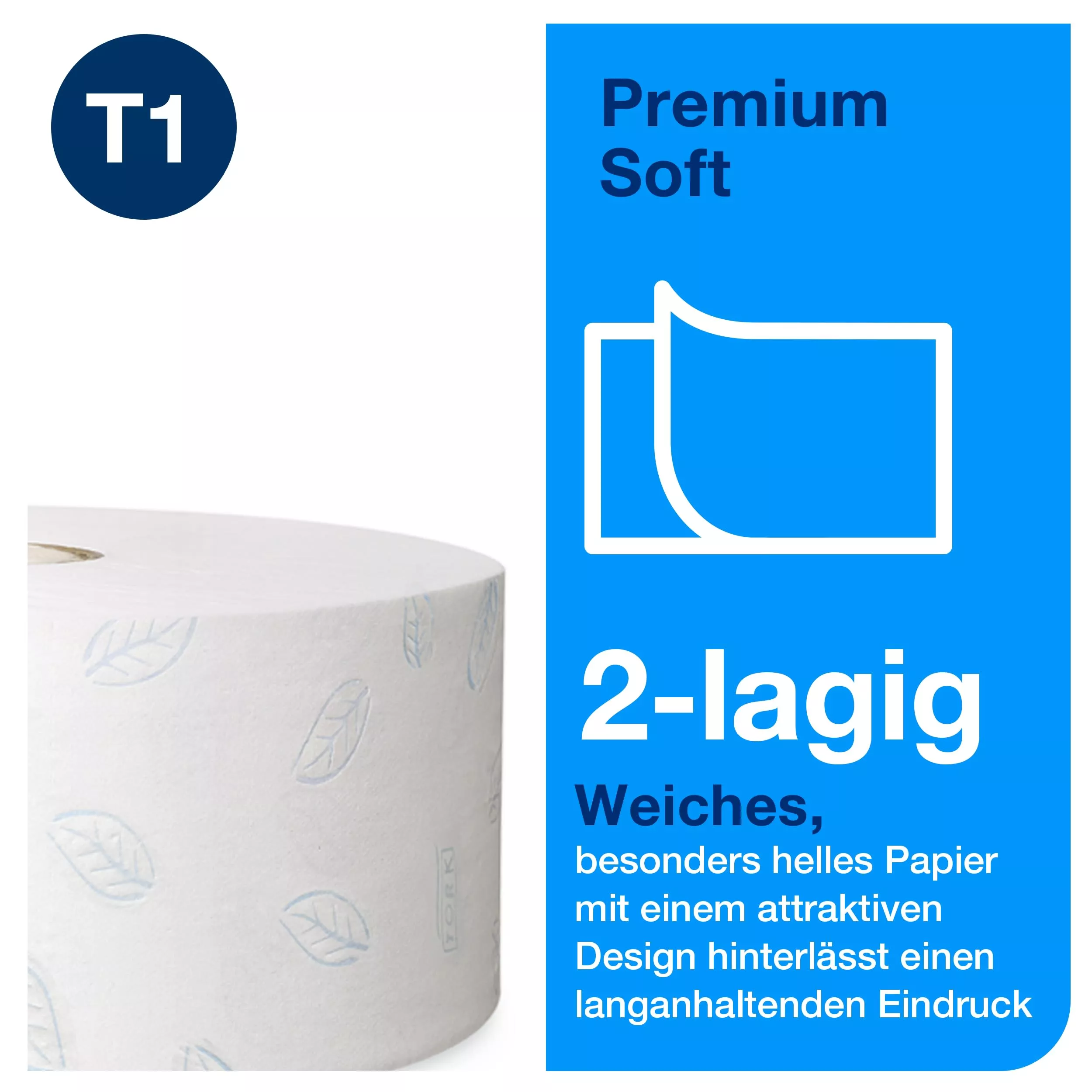 Tork weiches Jumbo Toilettenpapier Weiß T1, Premium, 2‑lagig, 6 × 360 m, 110273