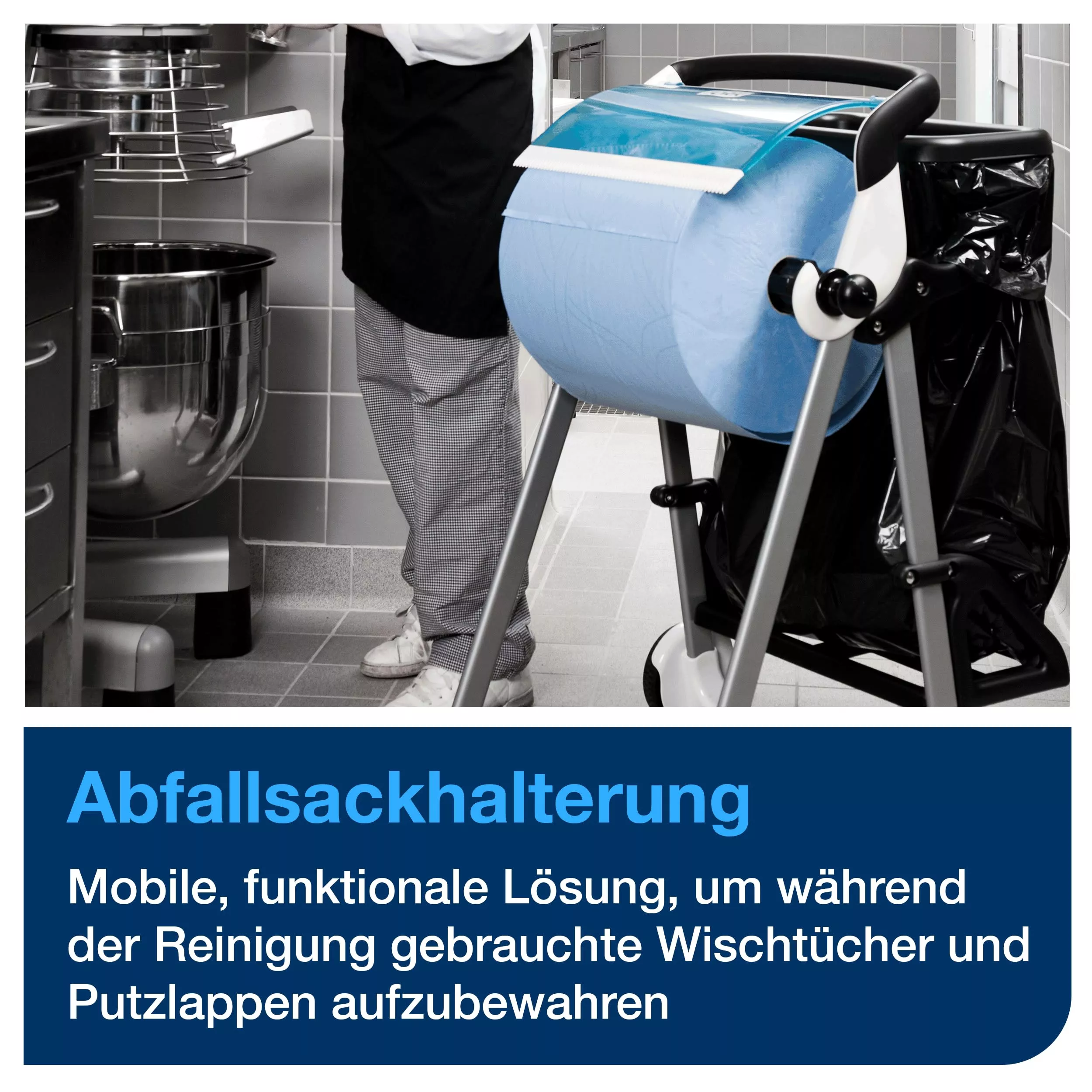 Tork Abfallsackhalterung für Bodenständer Schwarz W1, befestigt Müllbeutel am Bodenständer, 206550