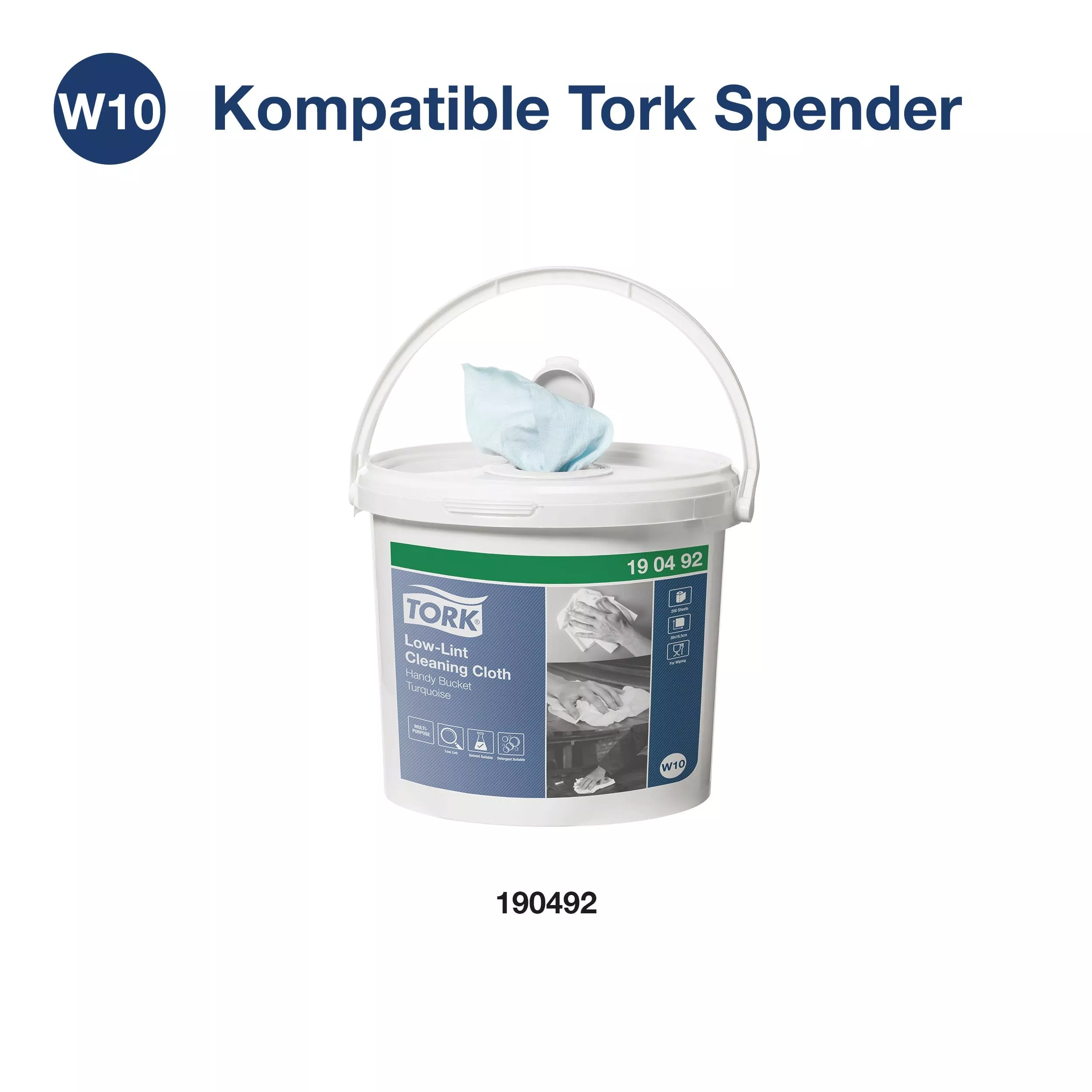 Tork Fusselarme Reinigungstücher Nachfüllung Türkis W10, Lösungsmitteltauglich, 4 × 200 Tücher 190491