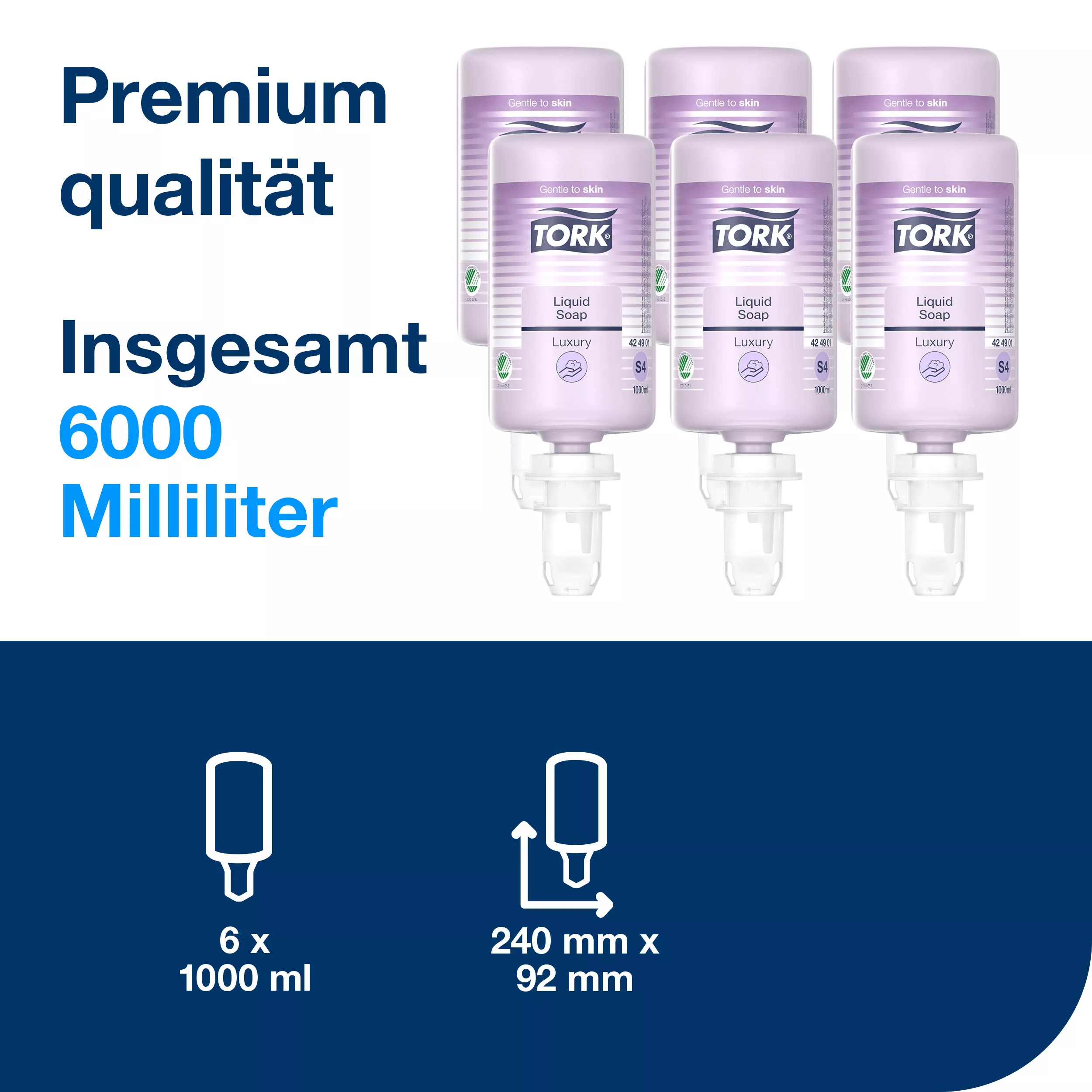 Tork luxuriöse Flüssigseife S4, mit Jasmin-, Rosen und Lilienduft, 6 × 1000 ml, 424901