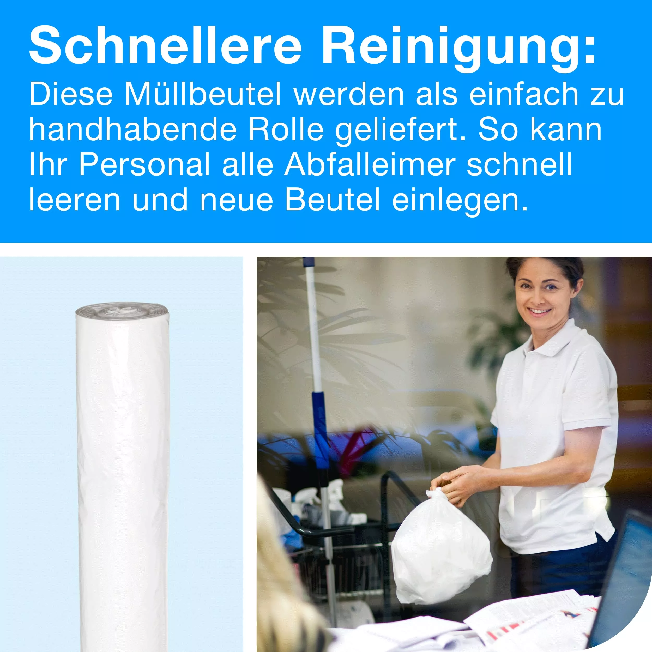 Tork 20 l Abfallsäcke Weiß B2, zu 33 % aus Recycling-Material, 10 × 100 Beutel, 204020