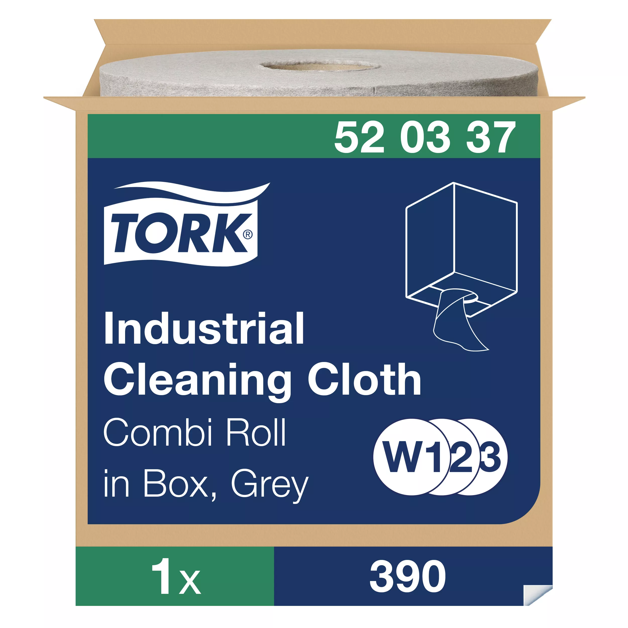 Tork Industrie Reinigungstücher Grau W1/2/3, Wiederverwendbar, 1 × 390 Tücher, 520337