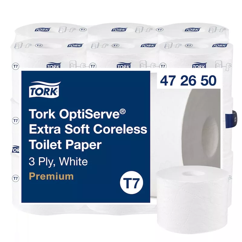 Tork OptiServe® Extra-Weiches Hülsenloses Toilettenpapier T7 3-lag.
