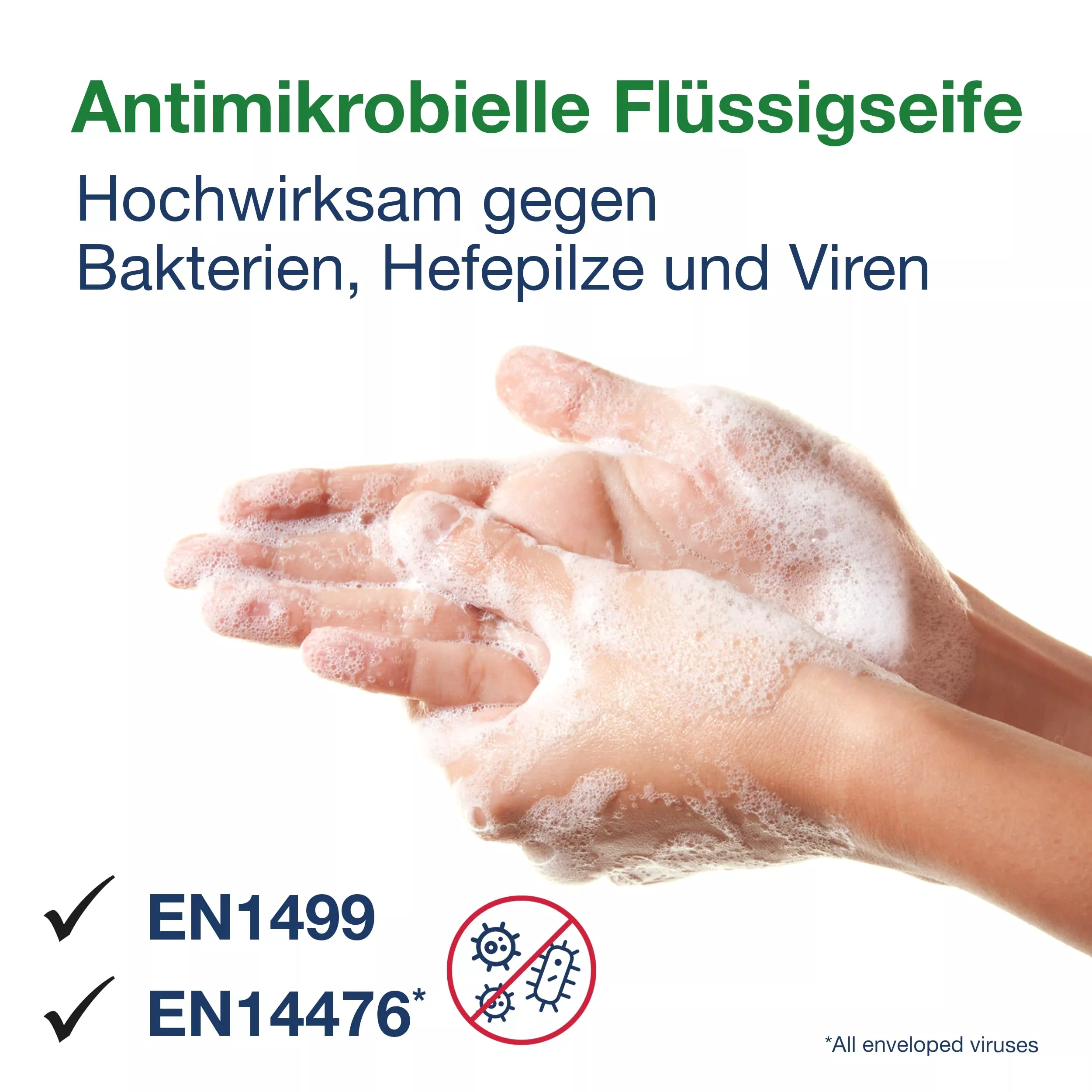 Tork antimikrobielle Flüssigseife zur Händedekontamination S4, dermatologisch getestet, 6 × 1.000 ml, 424709