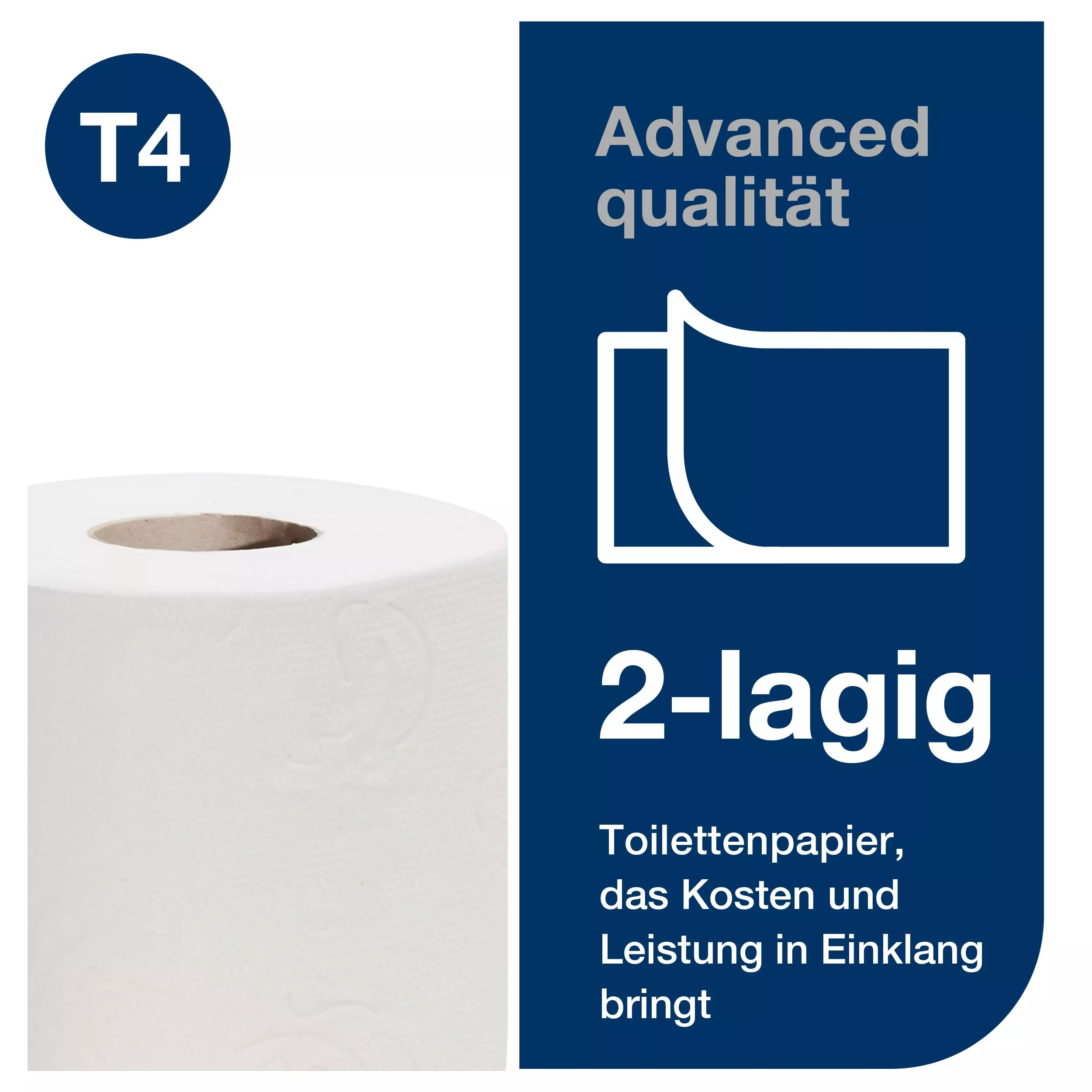 Tork Kleinrollen Toilettenpapier Weiß T4, Advanced, 2-lagig, 30 × 400 Blatt, 110771