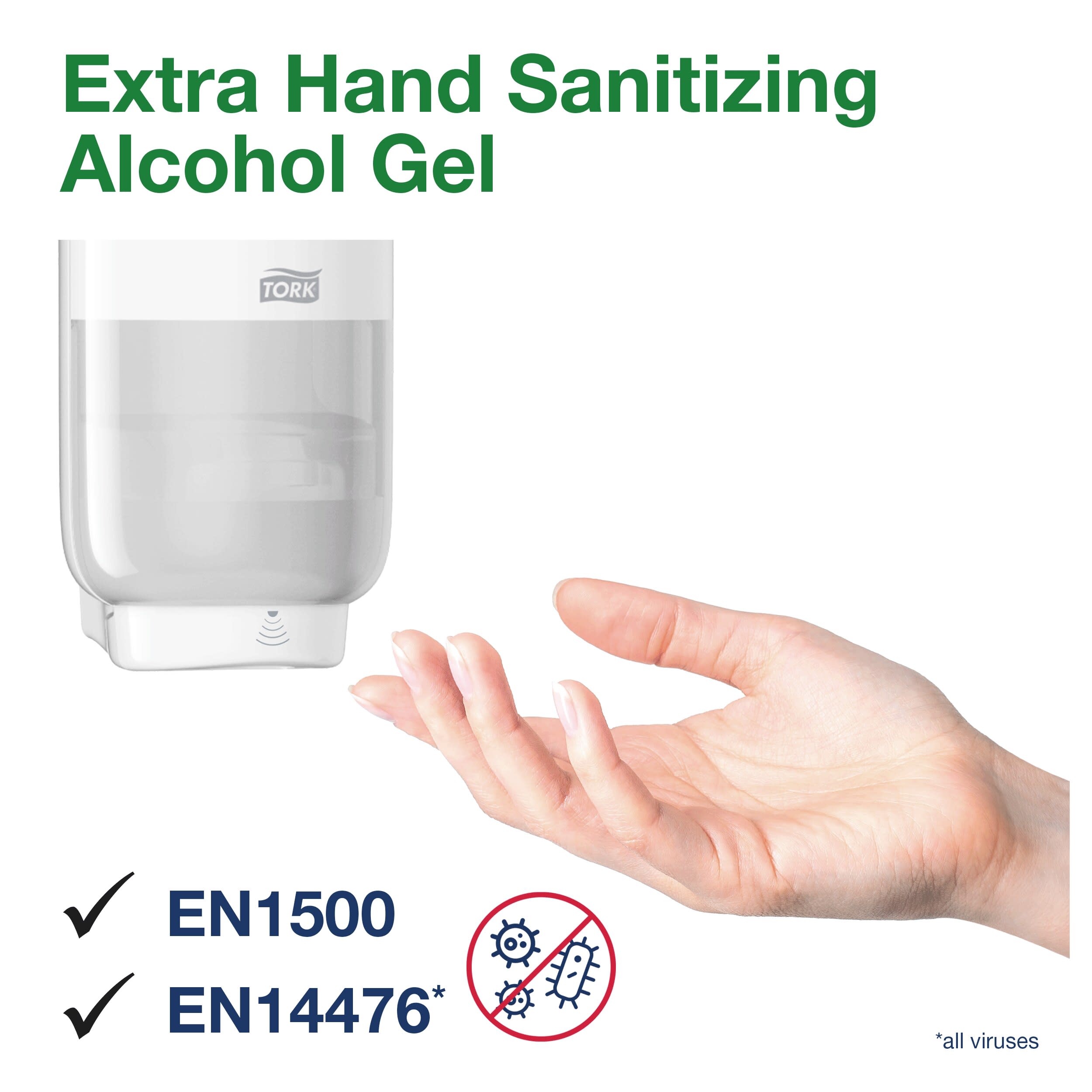 Tork Extra Händedesinfektionsgel S4, Desinfektionsmittel ohne klebrige Rückstände, 6 × 1.000 ml, 424205