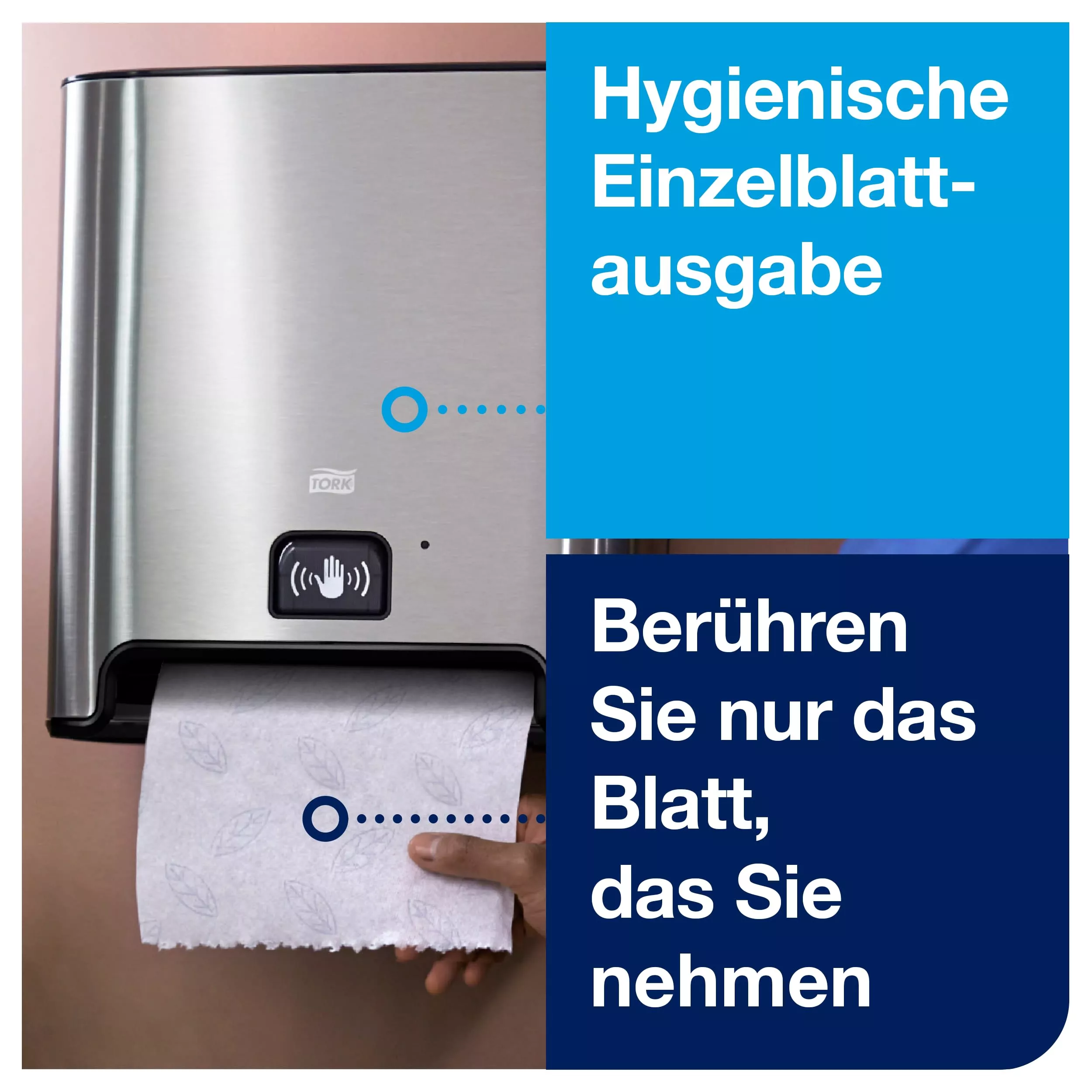 Tork Matic® Sensorspender für Papierhandtuchrollen rostfreier Edelstahl H1, Einzeltuchentnahme, Image Design, 460001