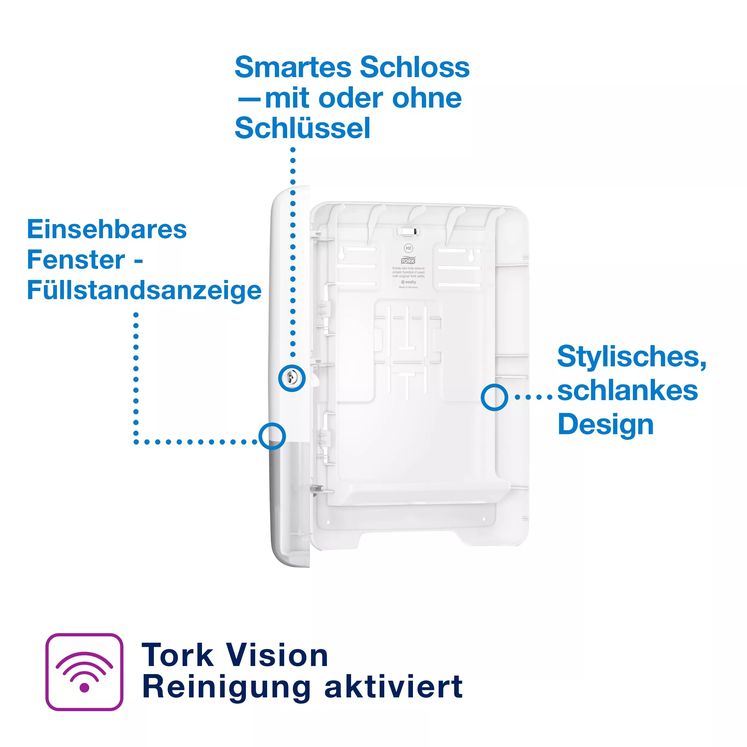 Tork Xpress® Spender für Multifold-Handtücher Weiß H2, Einzeltuchentnahme, Elevation Design, 552000