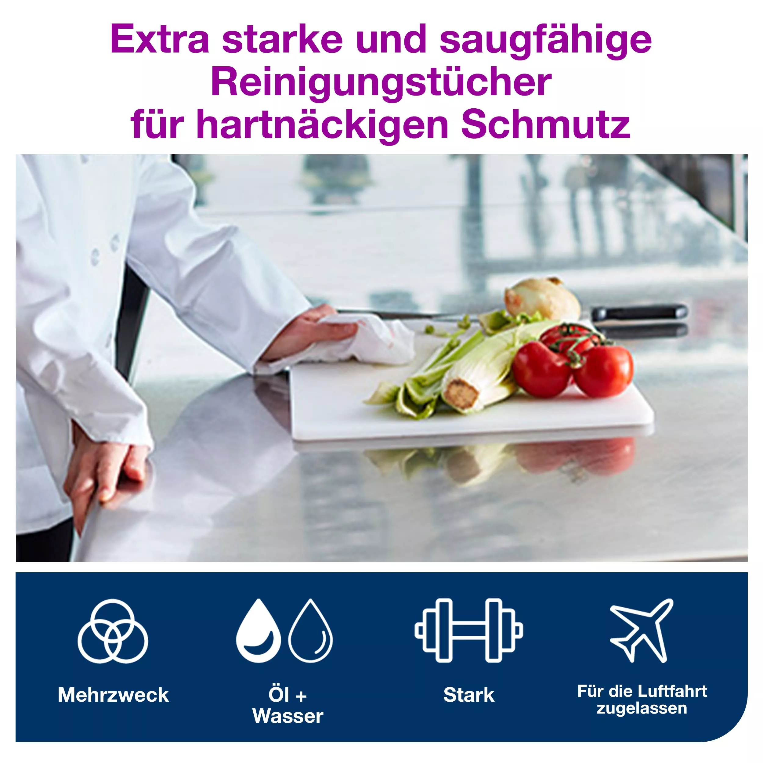 Tork Extra Starke Reinigungstücher Weiß W8, Mehrzweck-Design, 8 × 45 Tücher, 530150