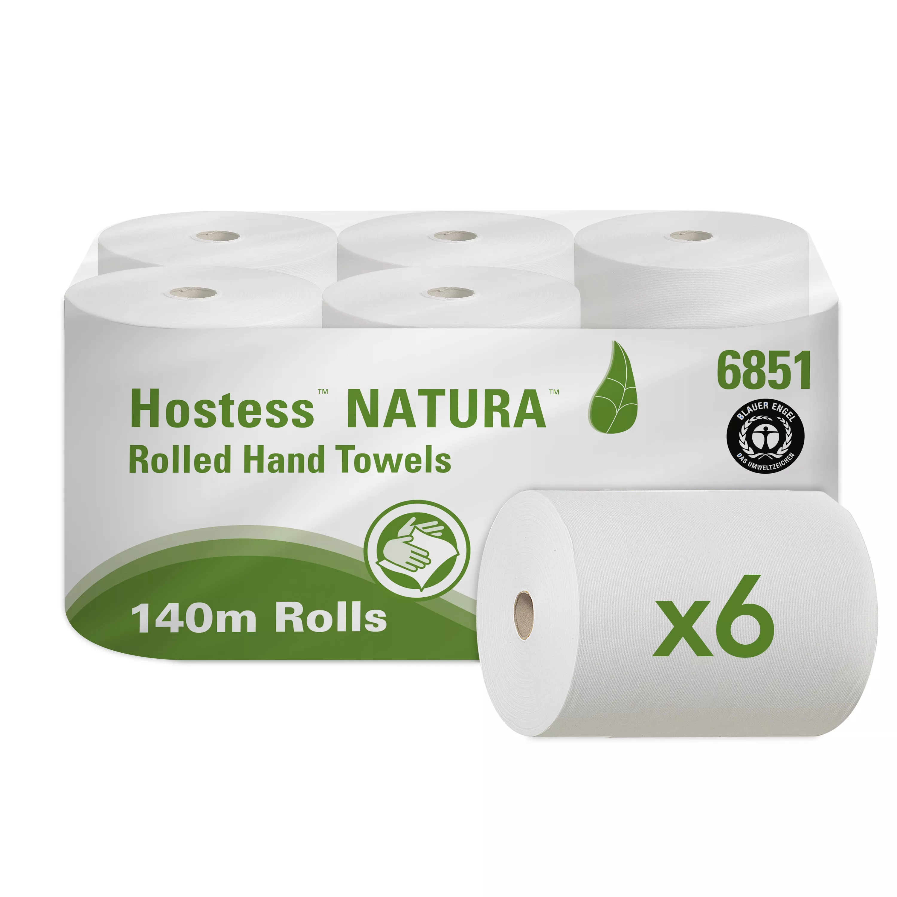 Toilettenpapier, Gerollte Handtücher, Natura, 140m Rollen, 6er Pack