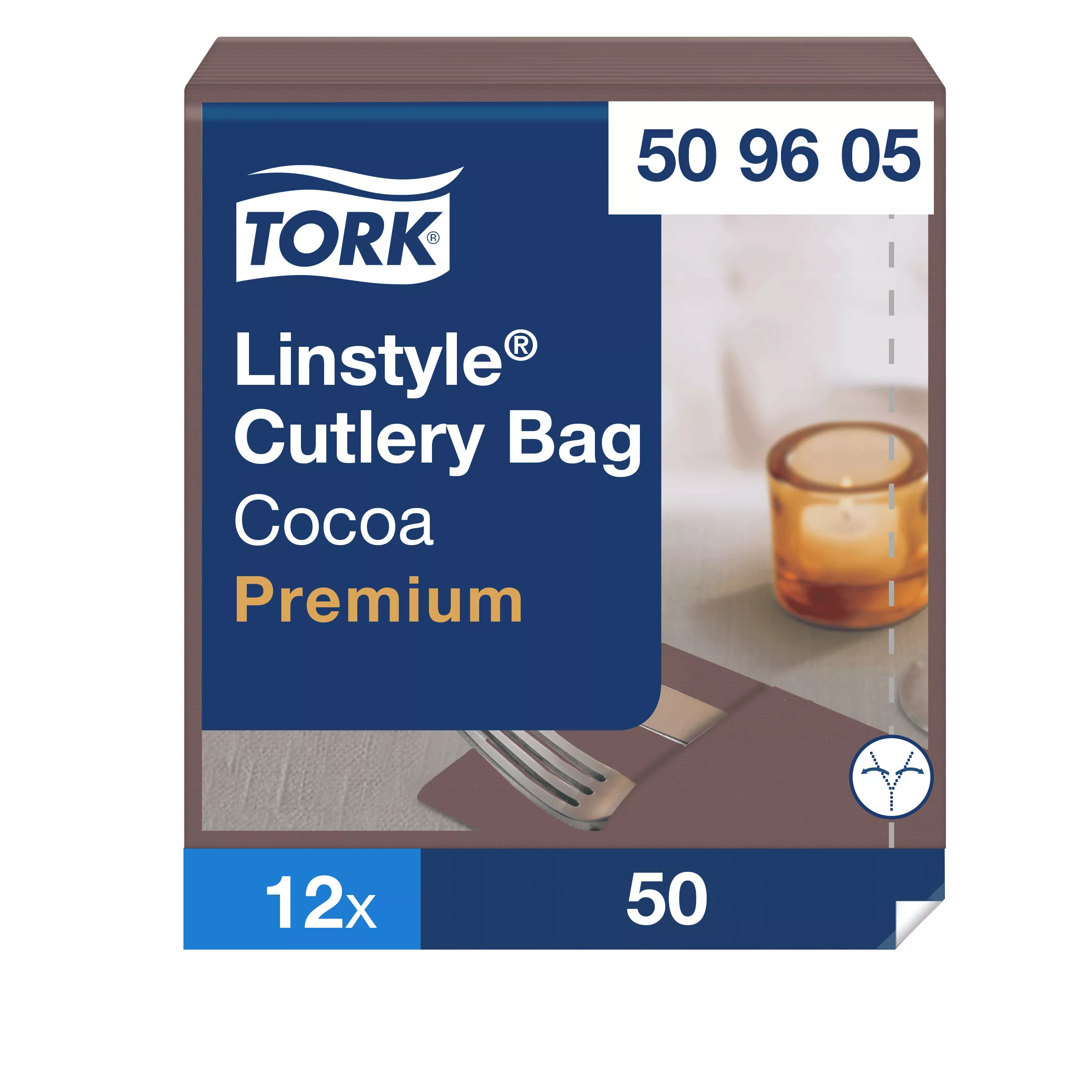 Tork LinStyle® Bestecktaschen Kakao, strapazierfähig, 39 cm × 39 cm, 6 × 60 Servietten, 509605