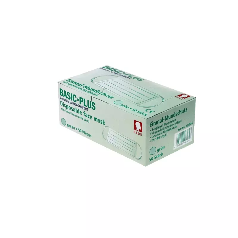 Ampri OP Maske Basic-Plus grün - 3-lagig, Typ II mit Elastikbändern