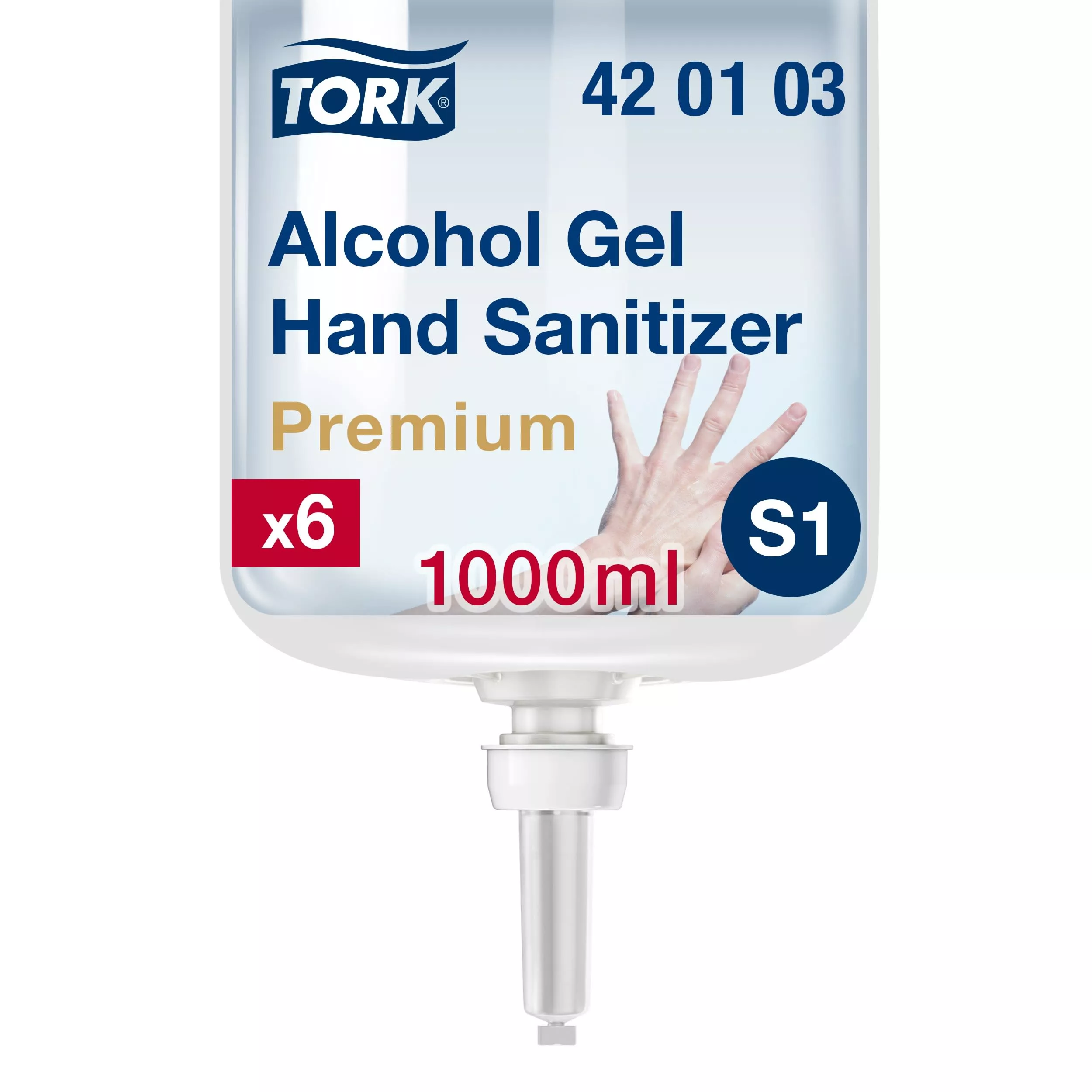Tork Händedesinfektionsgel S1/S11, Desinfektionsmittel für die Hände, Premium, 6 × 1000 ml, 420103