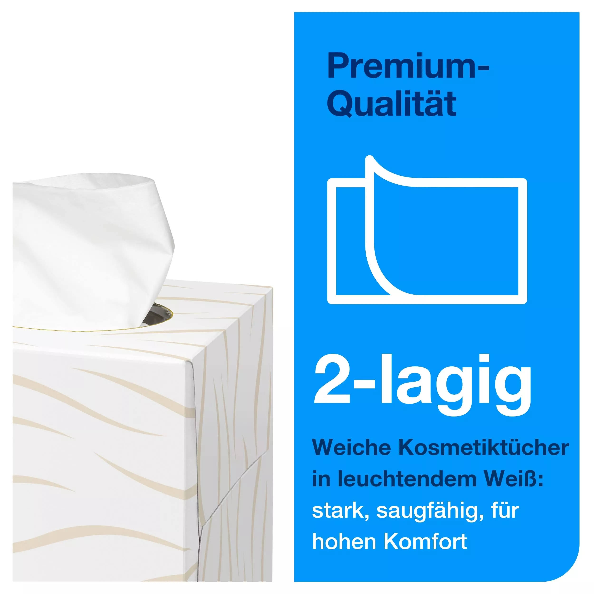 Tork extra weiche Kosmetiktücher (im Spenderwürfel), Premium, 2-lagig, 30 × 100 Blatt, 140278