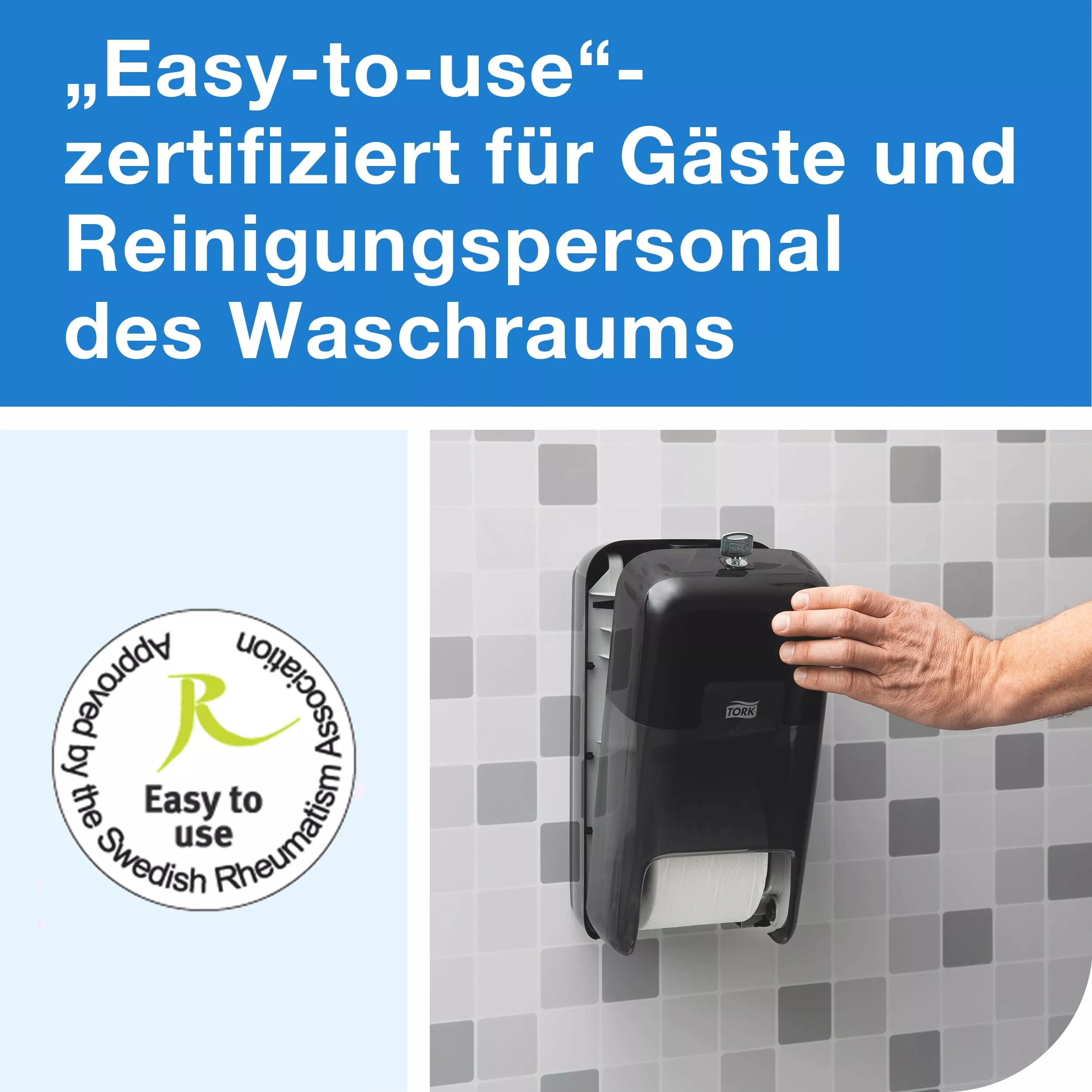 Tork OptiServe® Doppelrollenspender für Hülsenloses Toilettenpapier Schwarz T7, vertikaler Toilettenrollenspender, Elevation Design, 558042