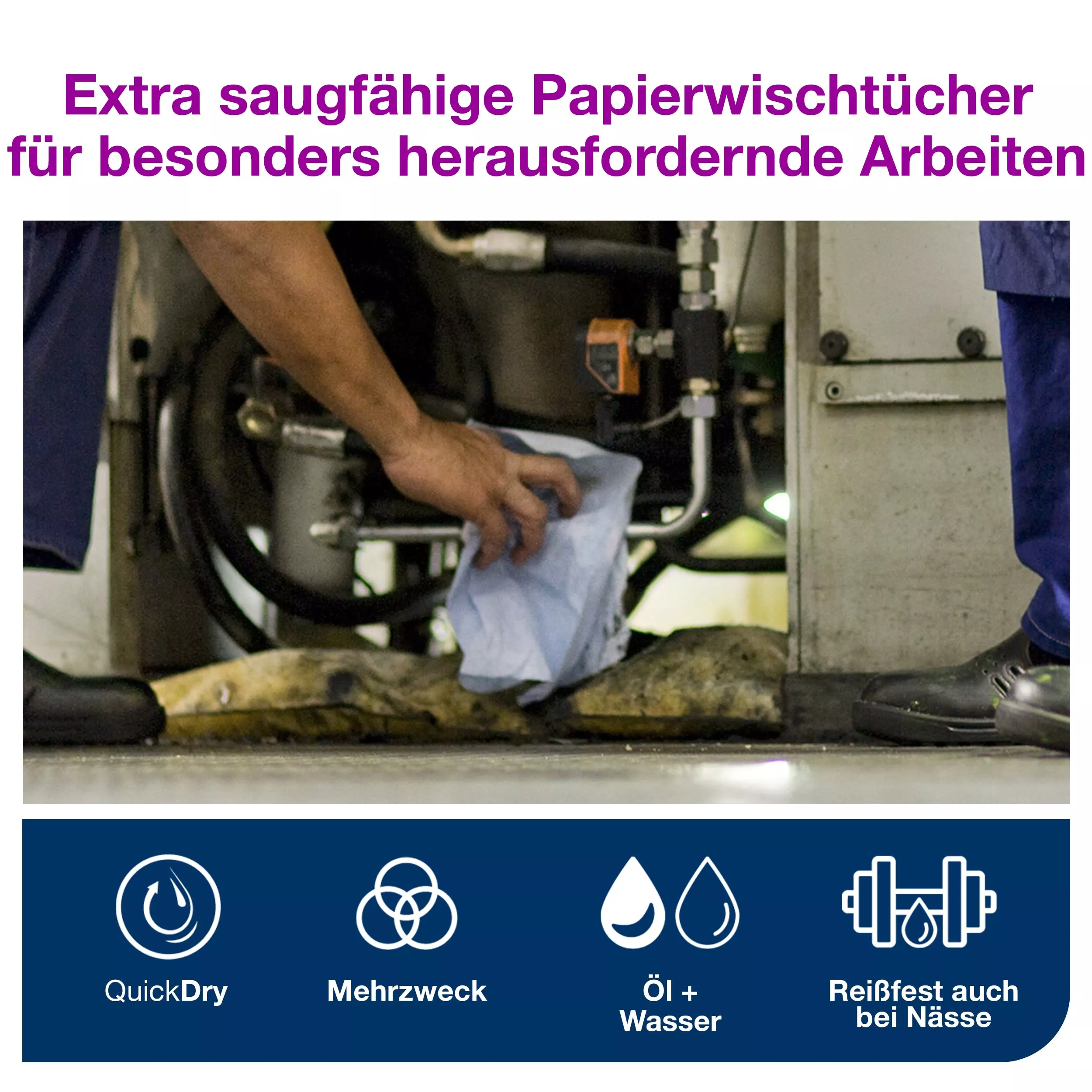 Tork Extra Starke Mehrzweck-Papierwischtücher Blau W1, 1 × 1.000 Blatt, 130070